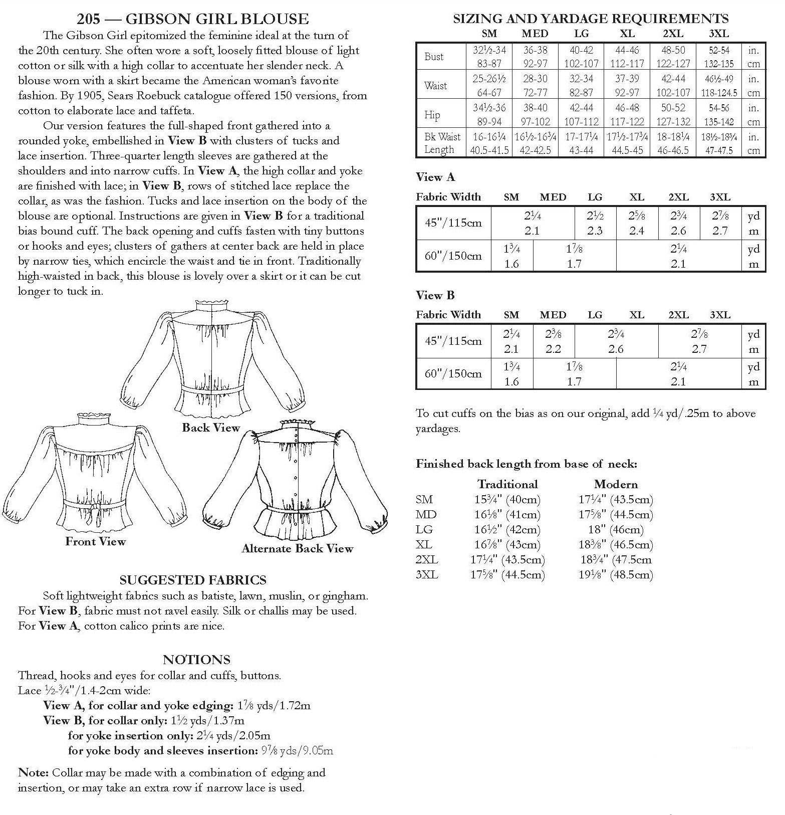 205 Gibson Girl Blouse / Printed Pattern - Image 12