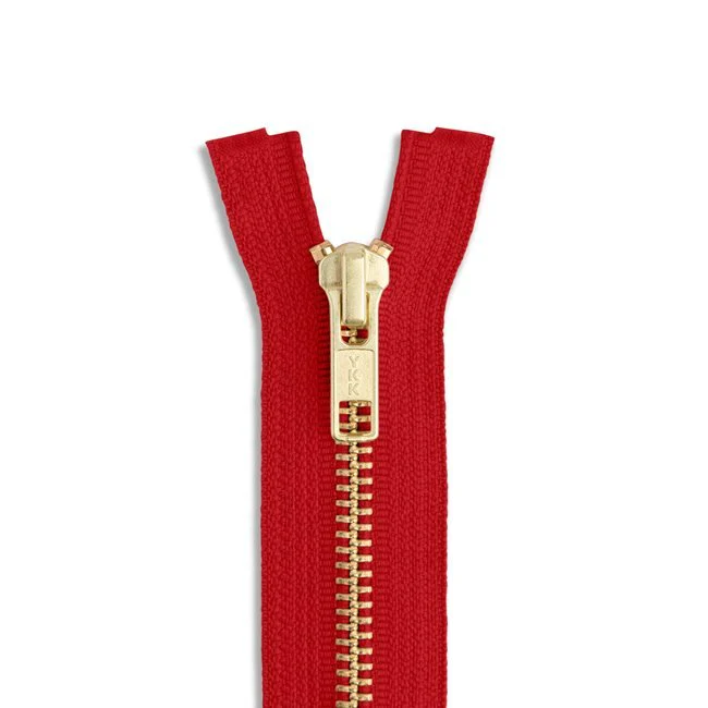 #5 24" Brass Jacket Zipper / Red (519)