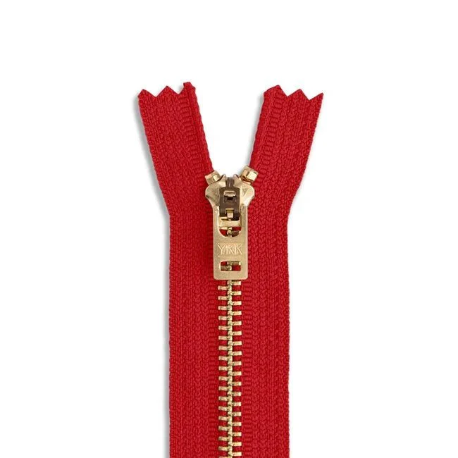 #5 7" Brass Jean Zipper / Red (519)