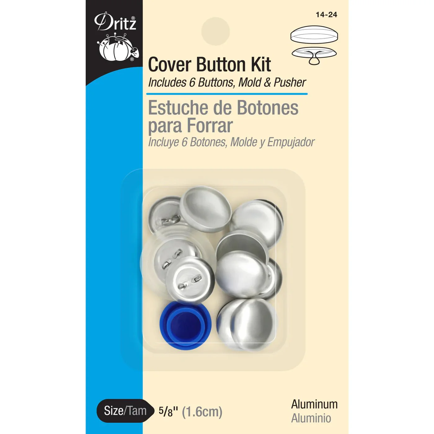 5/8" Cover Button Kit, Nickel