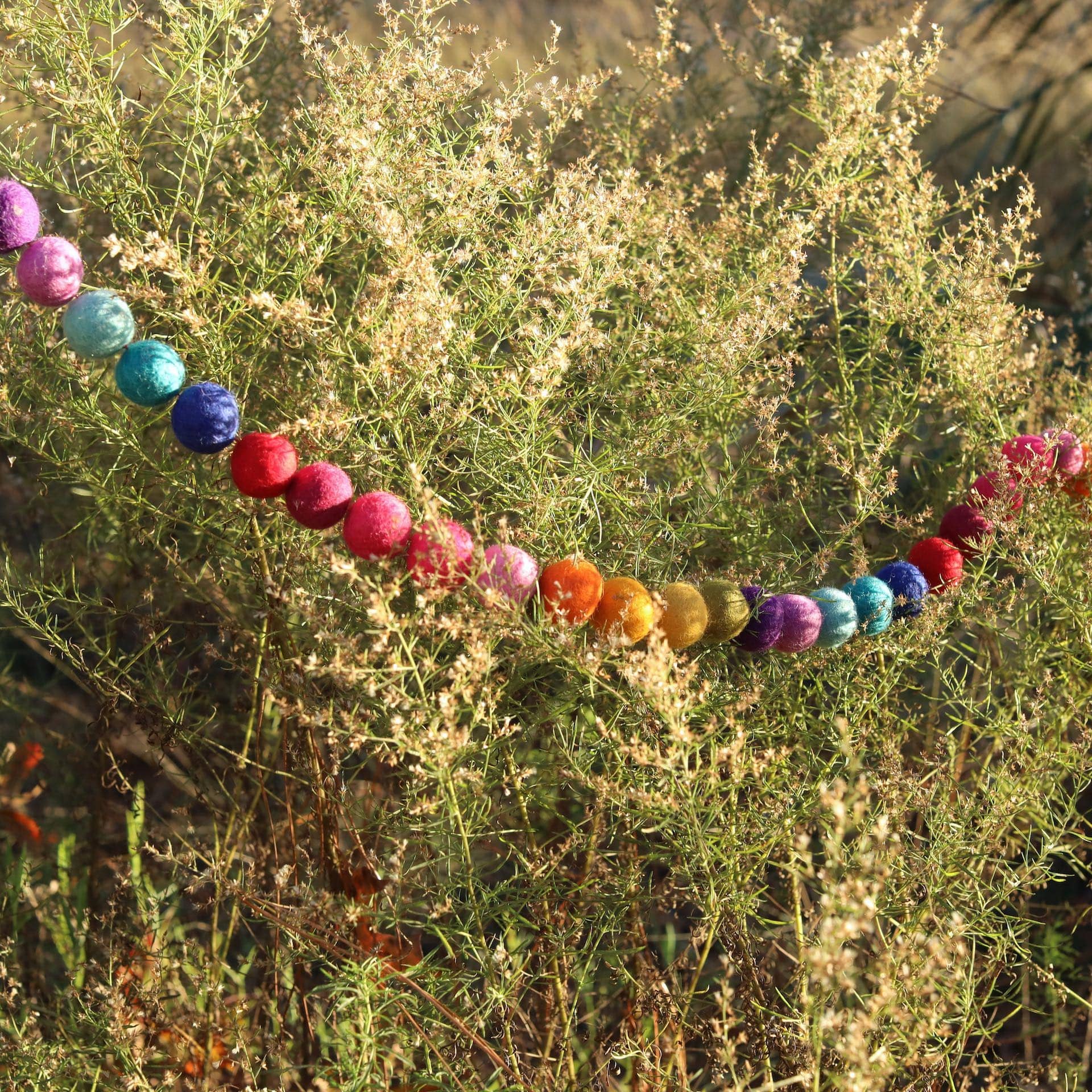 6' Felt Rainbow Ball Garland - Image 3
