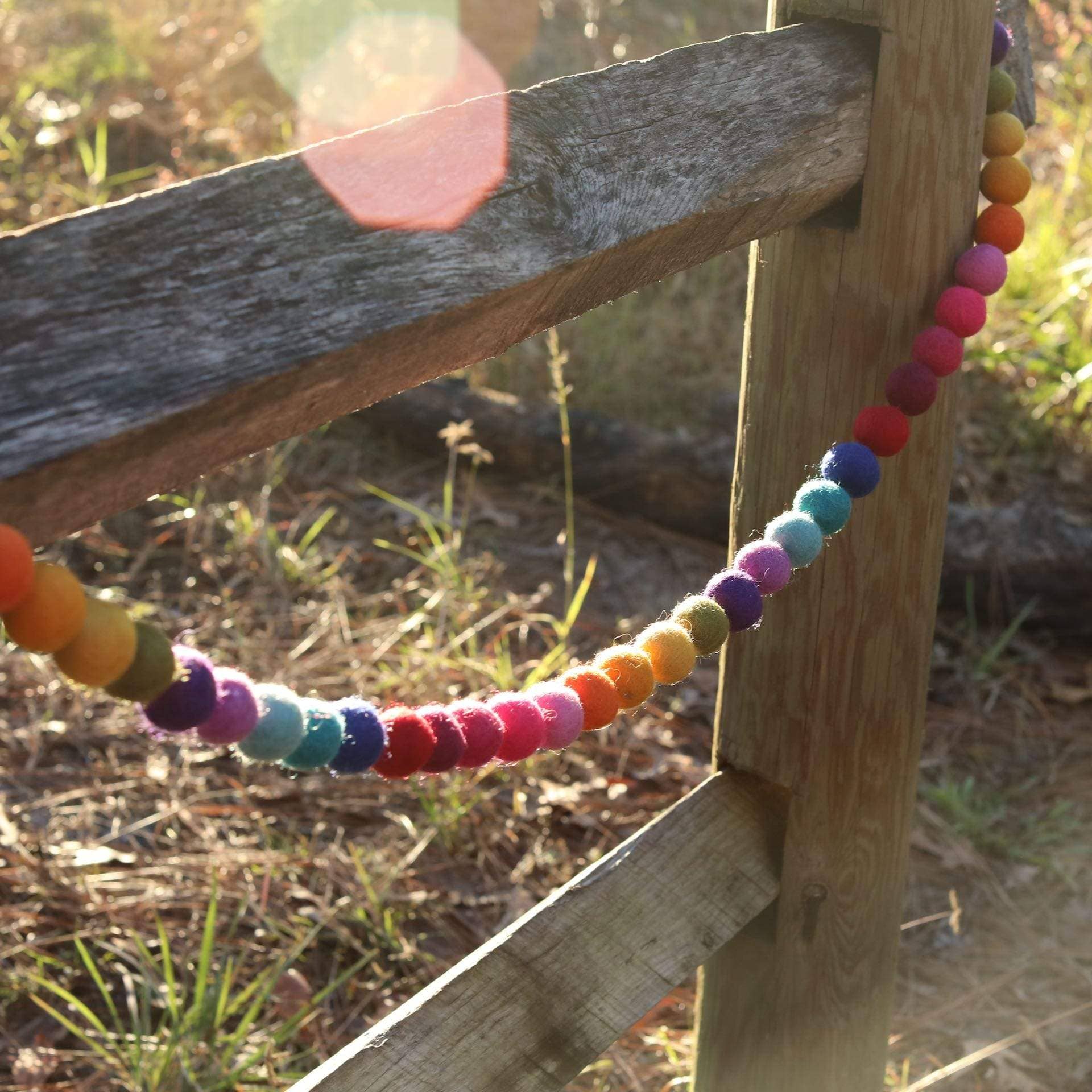 6' Felt Rainbow Ball Garland - Image 4