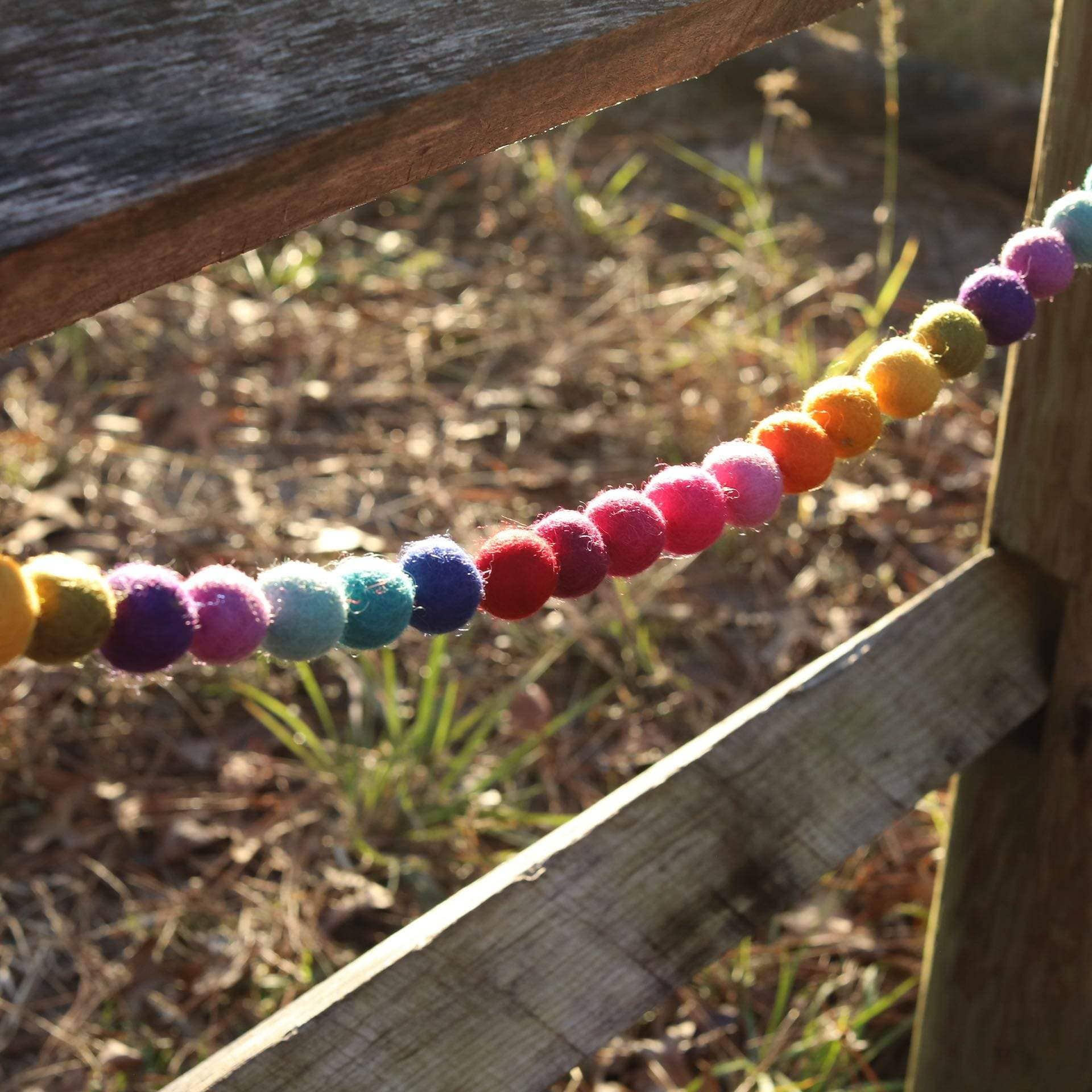 6' Felt Rainbow Ball Garland - Image 5
