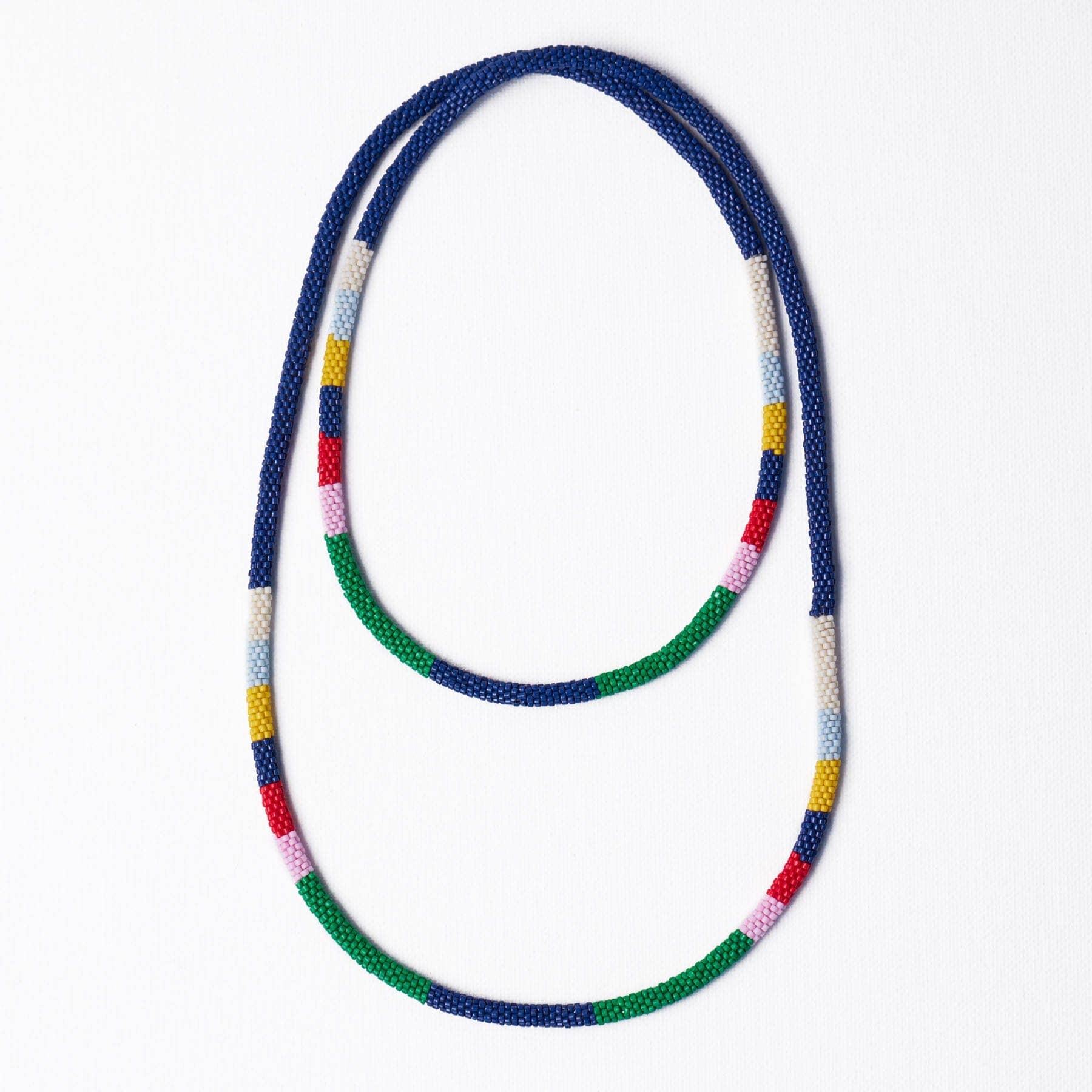 Allie Seed Bead Long Necklace / Navy and Multi