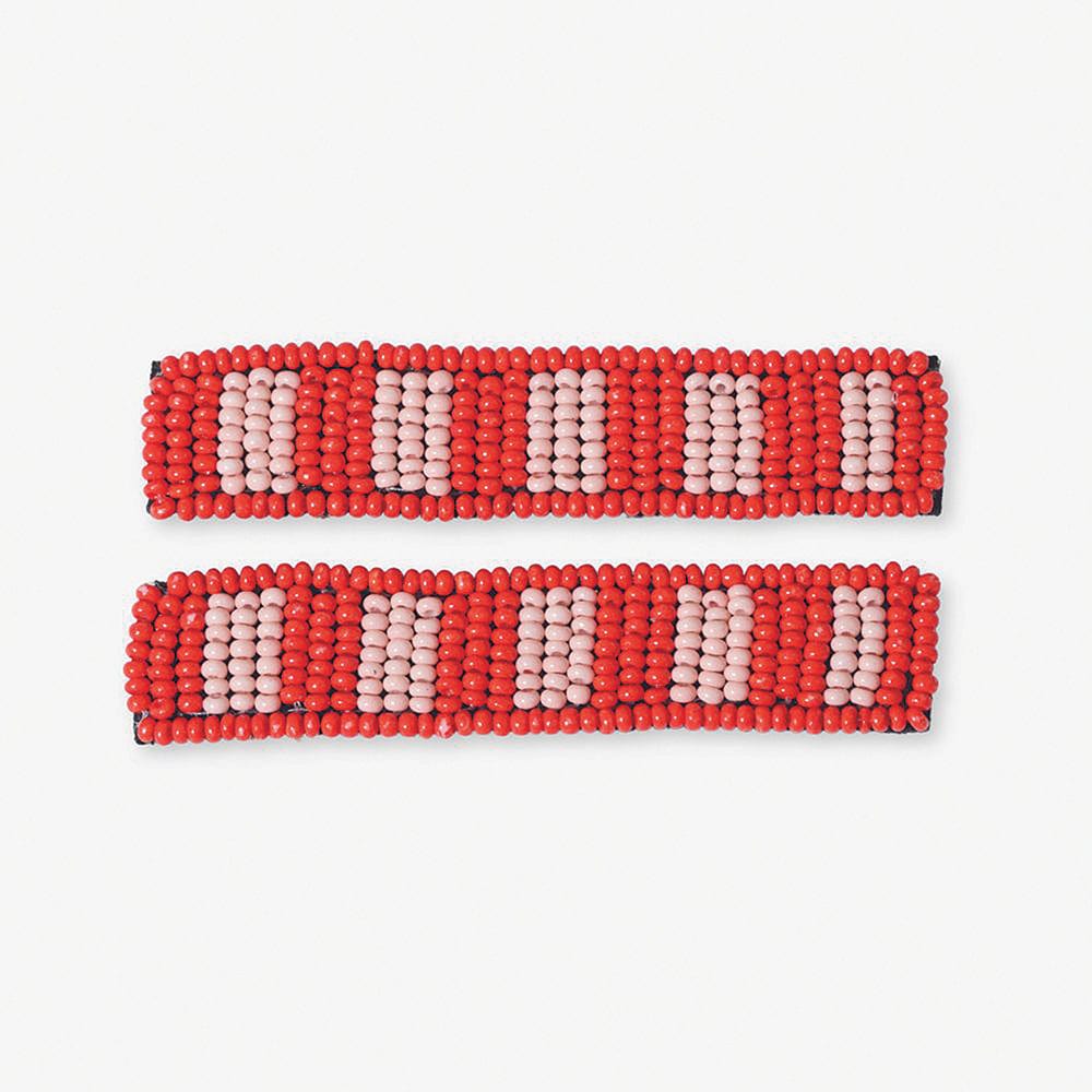 Anna Beaded hair clip pack of 2 / Poppy