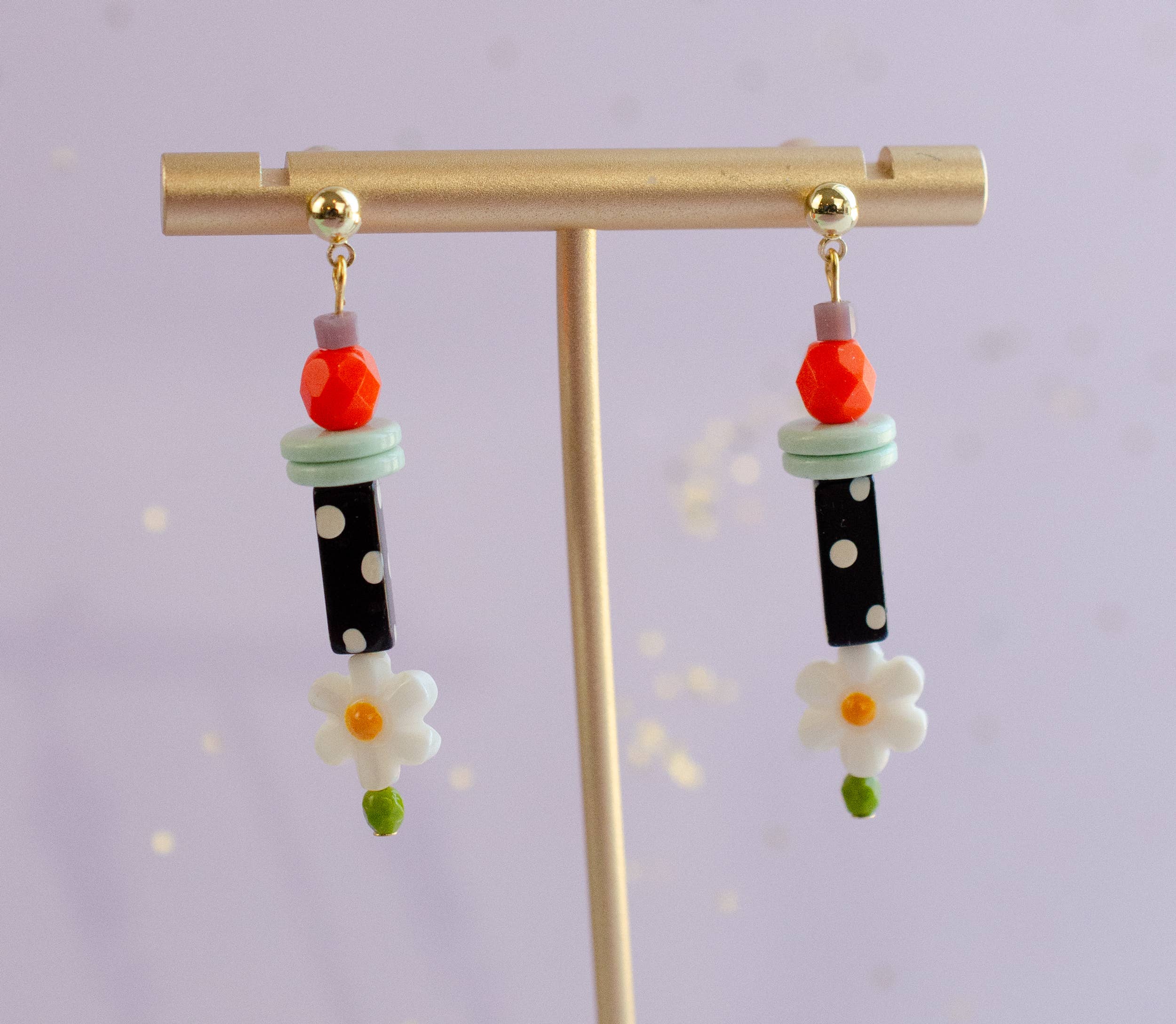 Black and White Polka Dot Earrings - Image 3