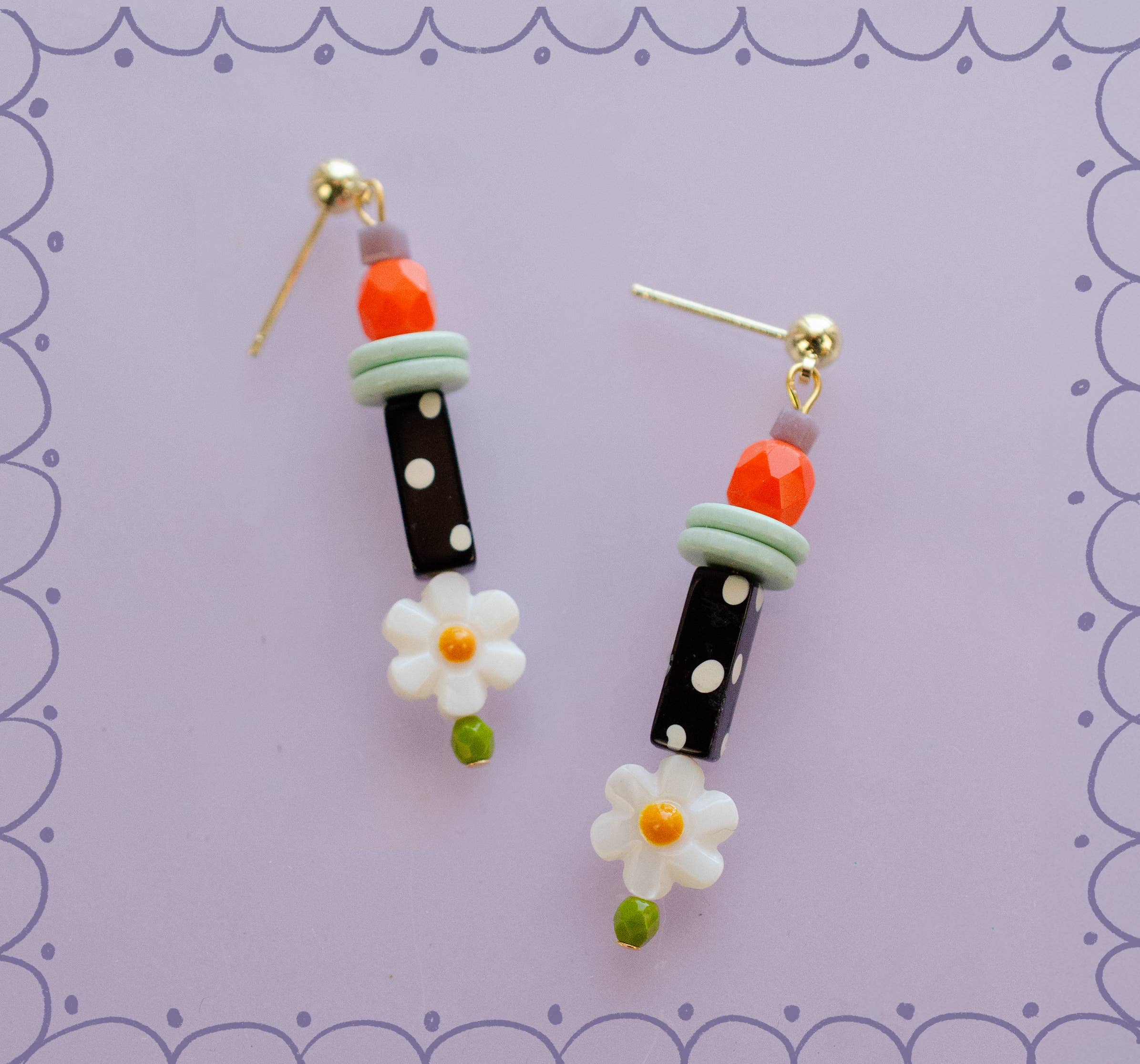 Black and White Polka Dot Earrings - Image 5