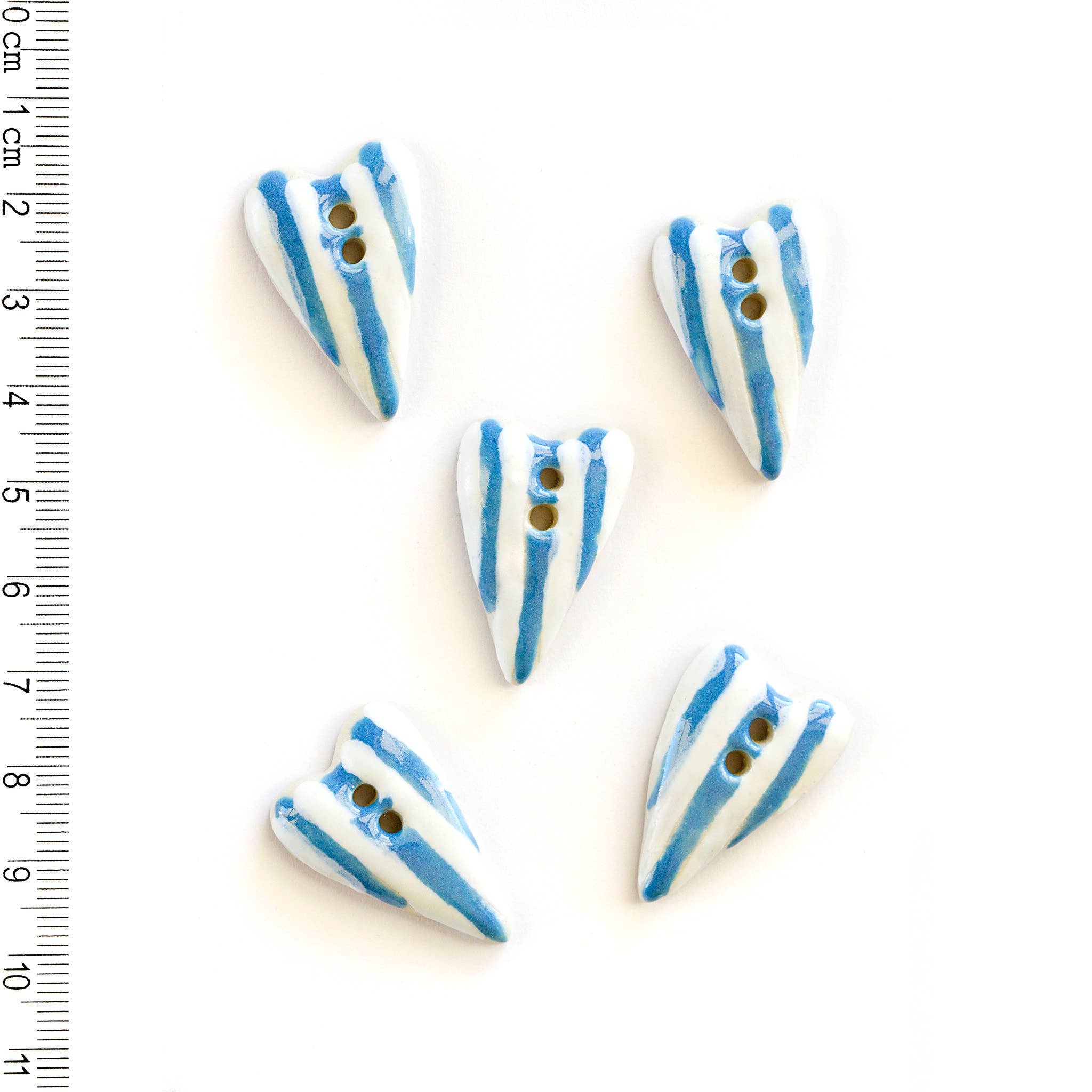 Blue Striped Heart Sewing Buttons