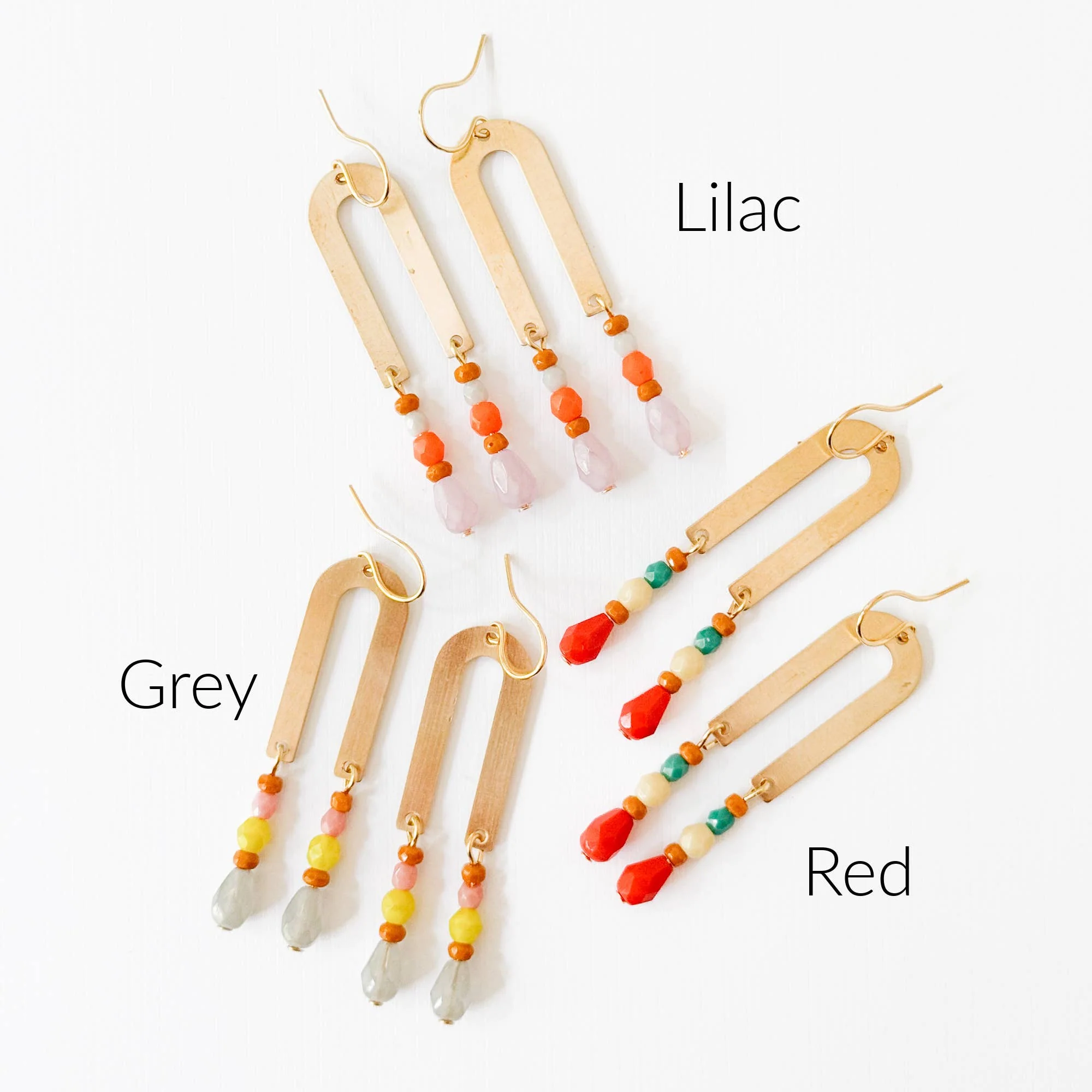 Brass Arch Earrings / Lilac - Image 3