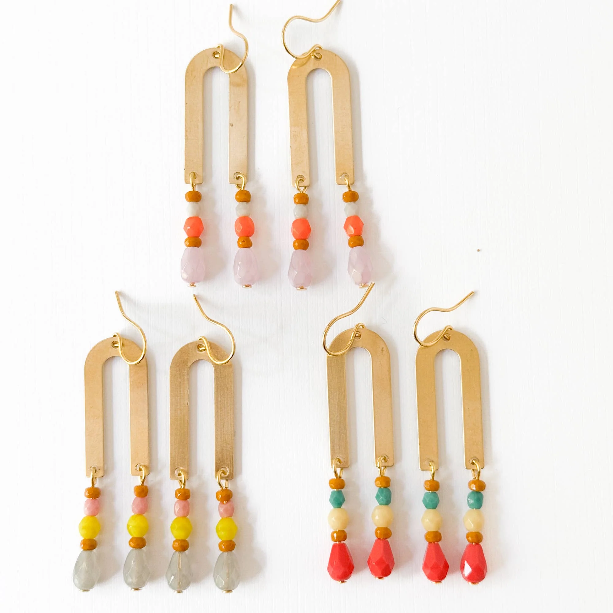 Brass Arch Earrings / Lilac - Image 4