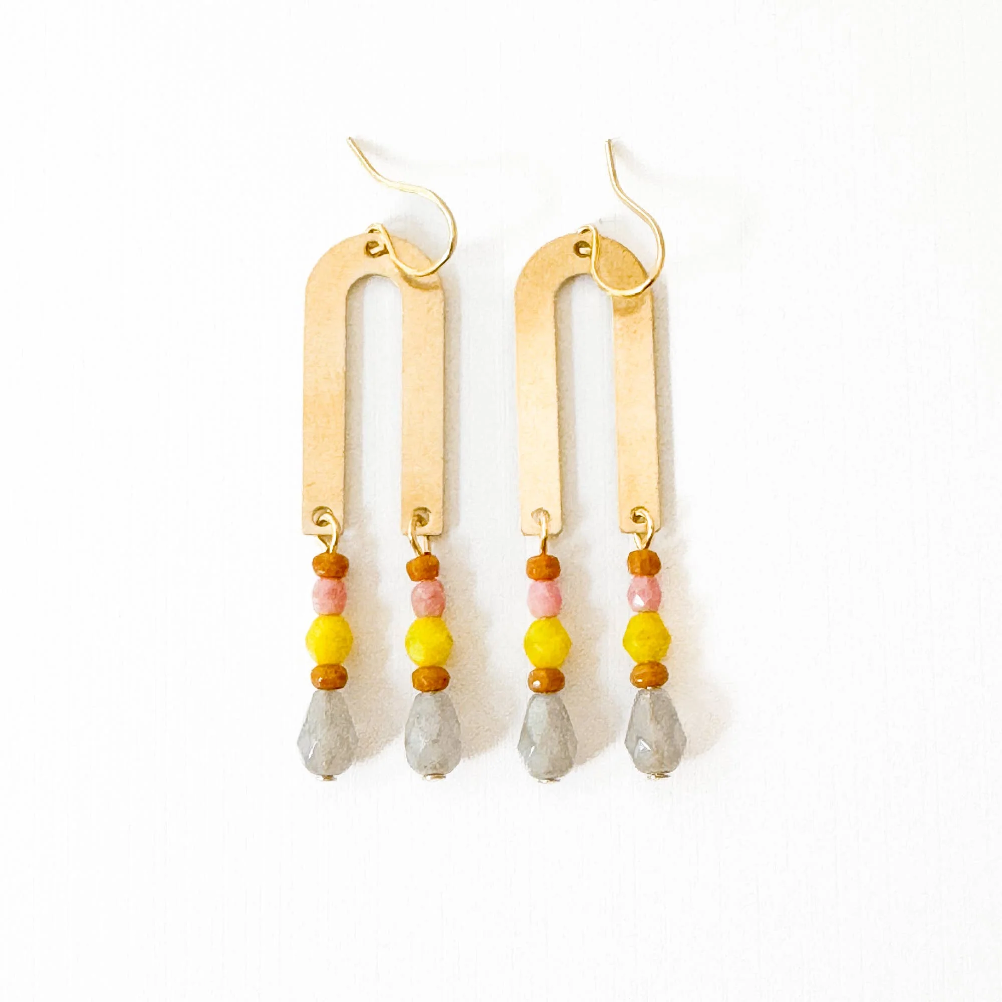 Brass Arch Earrings / Lilac - Image 5