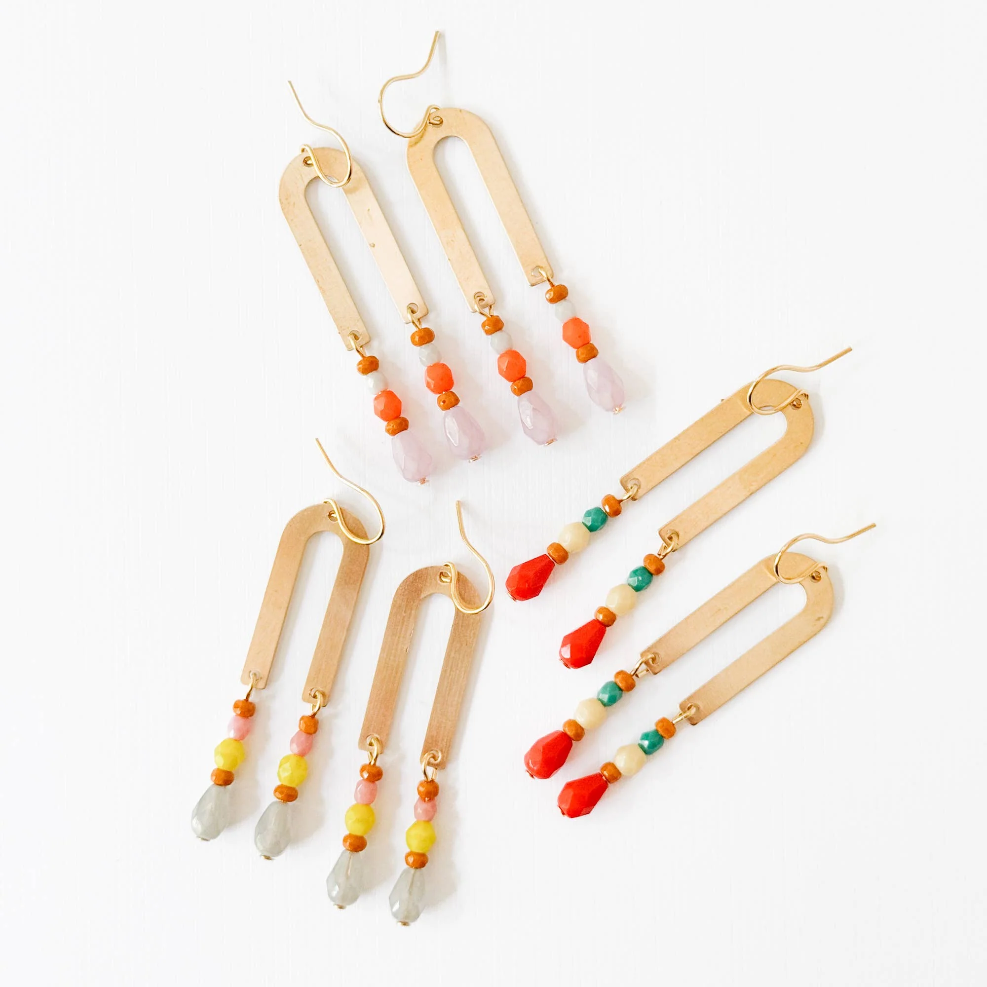 Brass Arch Earrings / Lilac - Image 6