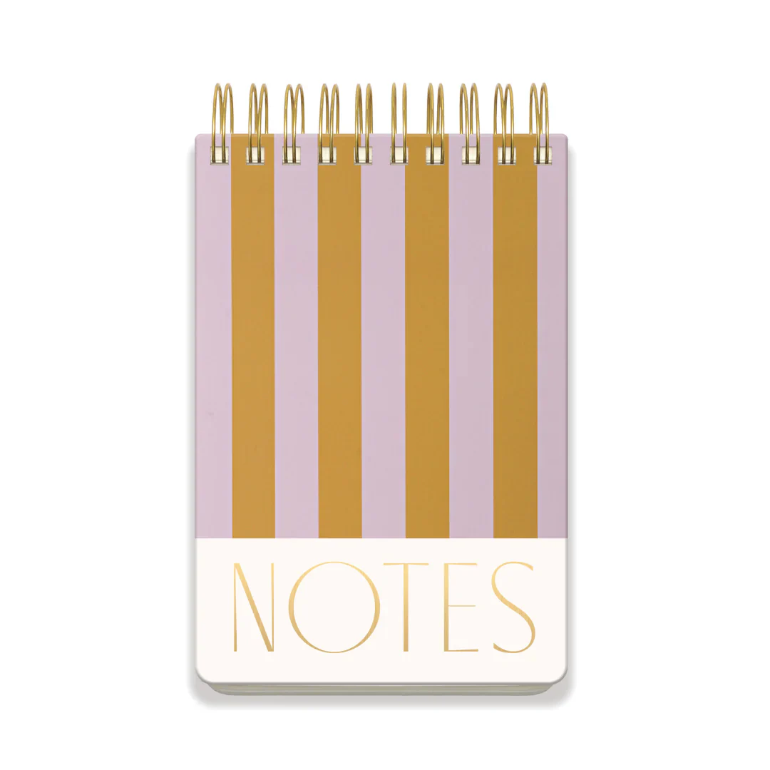 Chunky Twin Wire Notepad - Lilac & Ochre Stripes