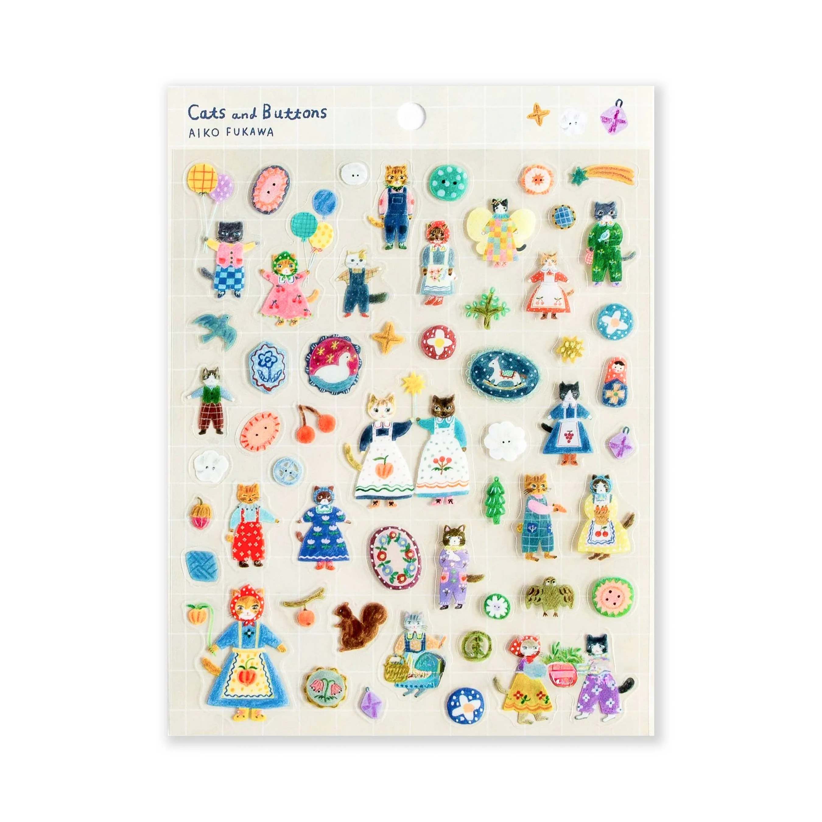 Clear Sticker Sheet / Cats and Buttons