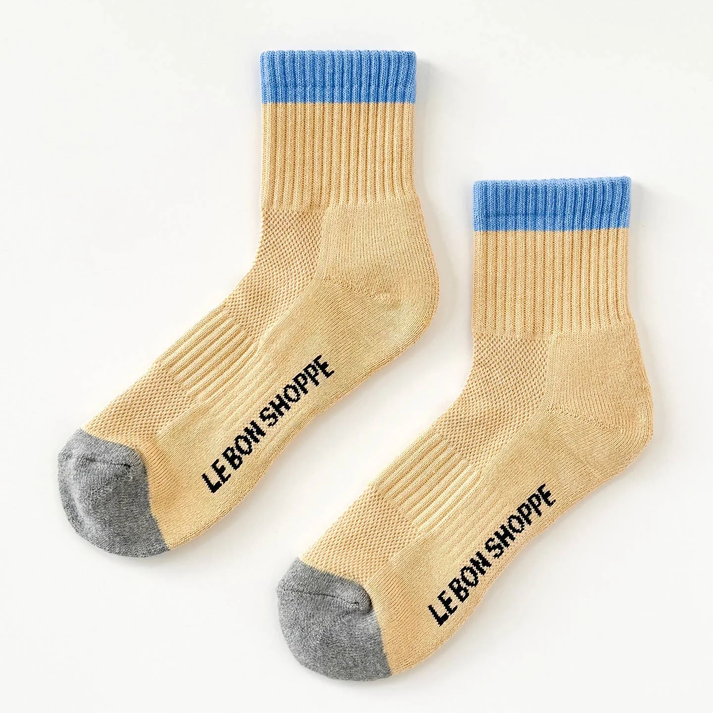 Color Block Girlfriend Socks / Yellow + Blue