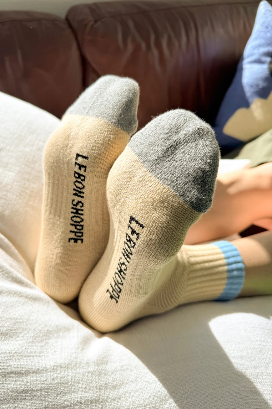 Color Block Girlfriend Socks / Yellow + Blue - Image 3