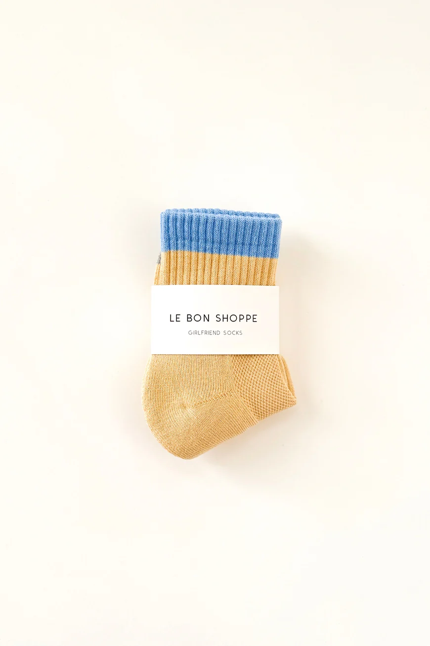 Color Block Girlfriend Socks / Yellow + Blue - Image 4