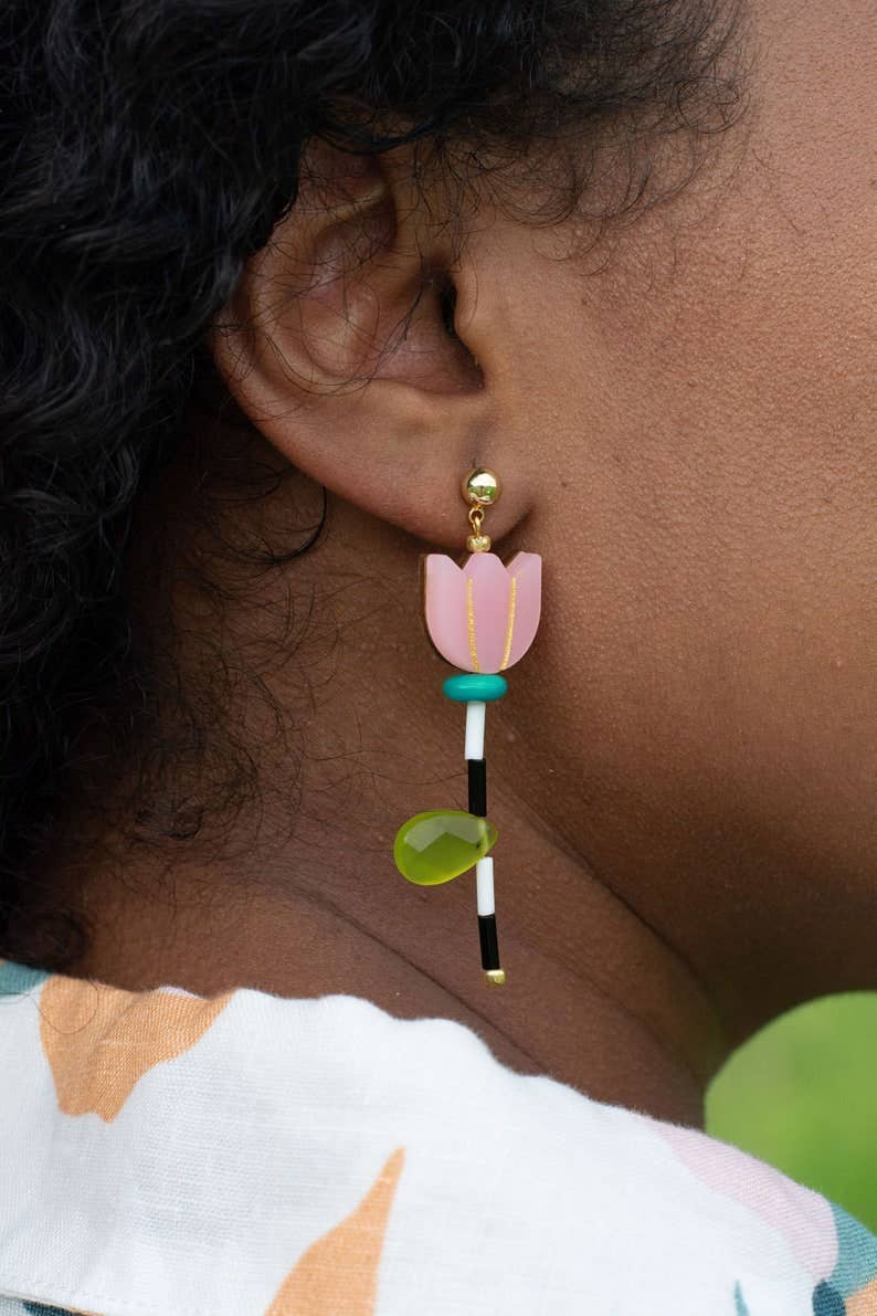Colorful Acrylic Mix and Match Flower Earrings / Style 1 and 4 - Image 5