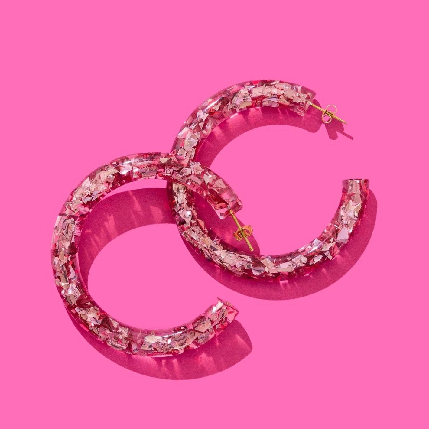 Confetti Hoop Earrings / Blush Pink