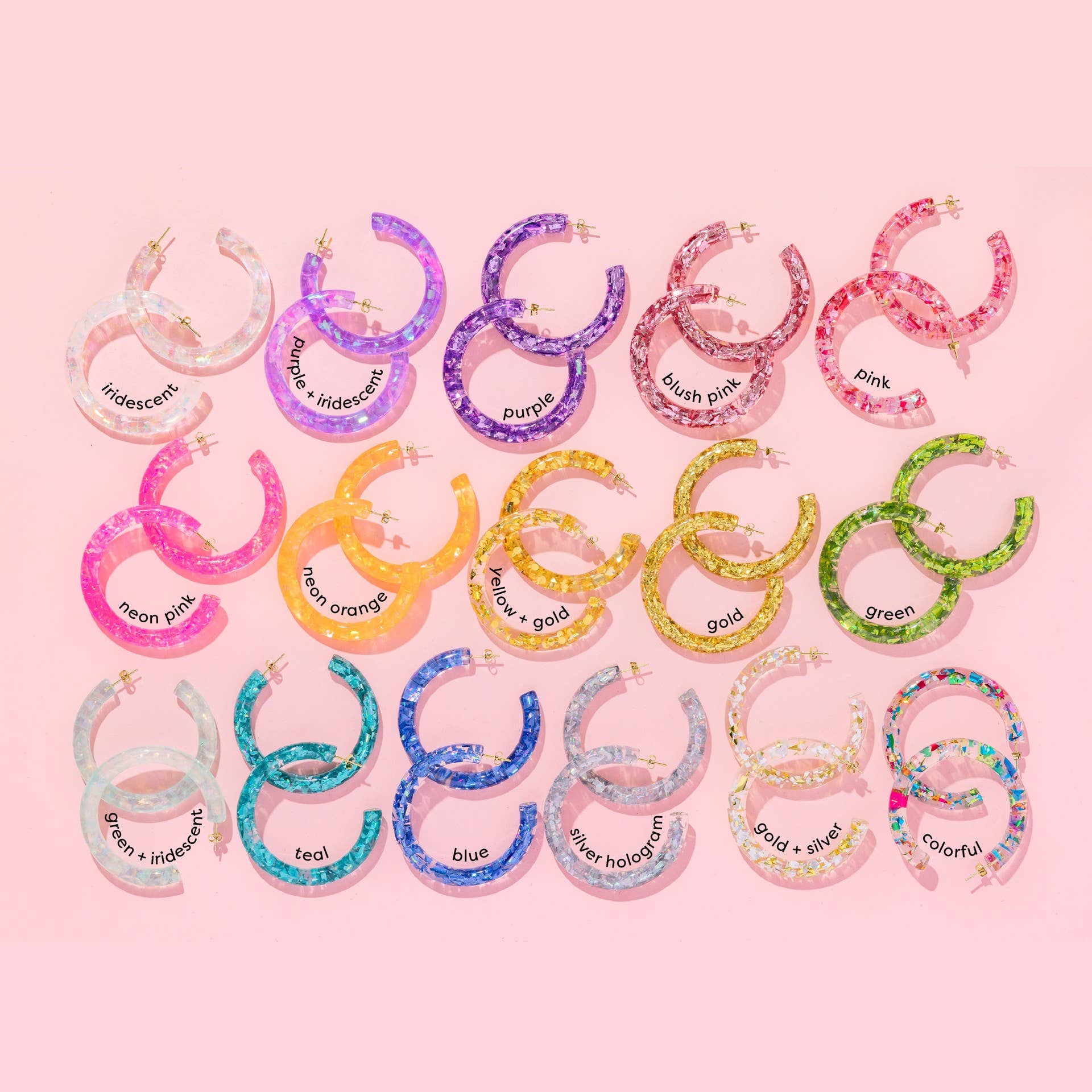 Confetti Hoop Earrings / Green - Image 3