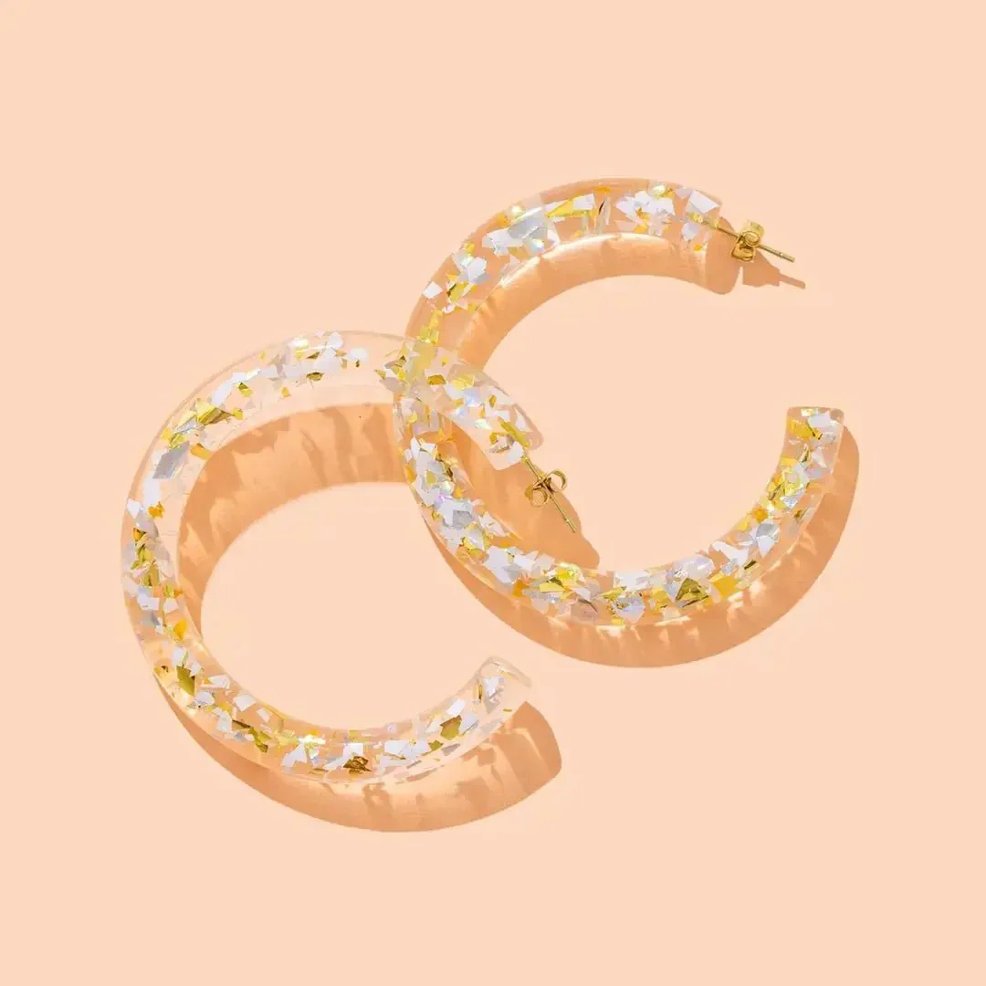 Confetti Hoop Earrings / Gold + Silver