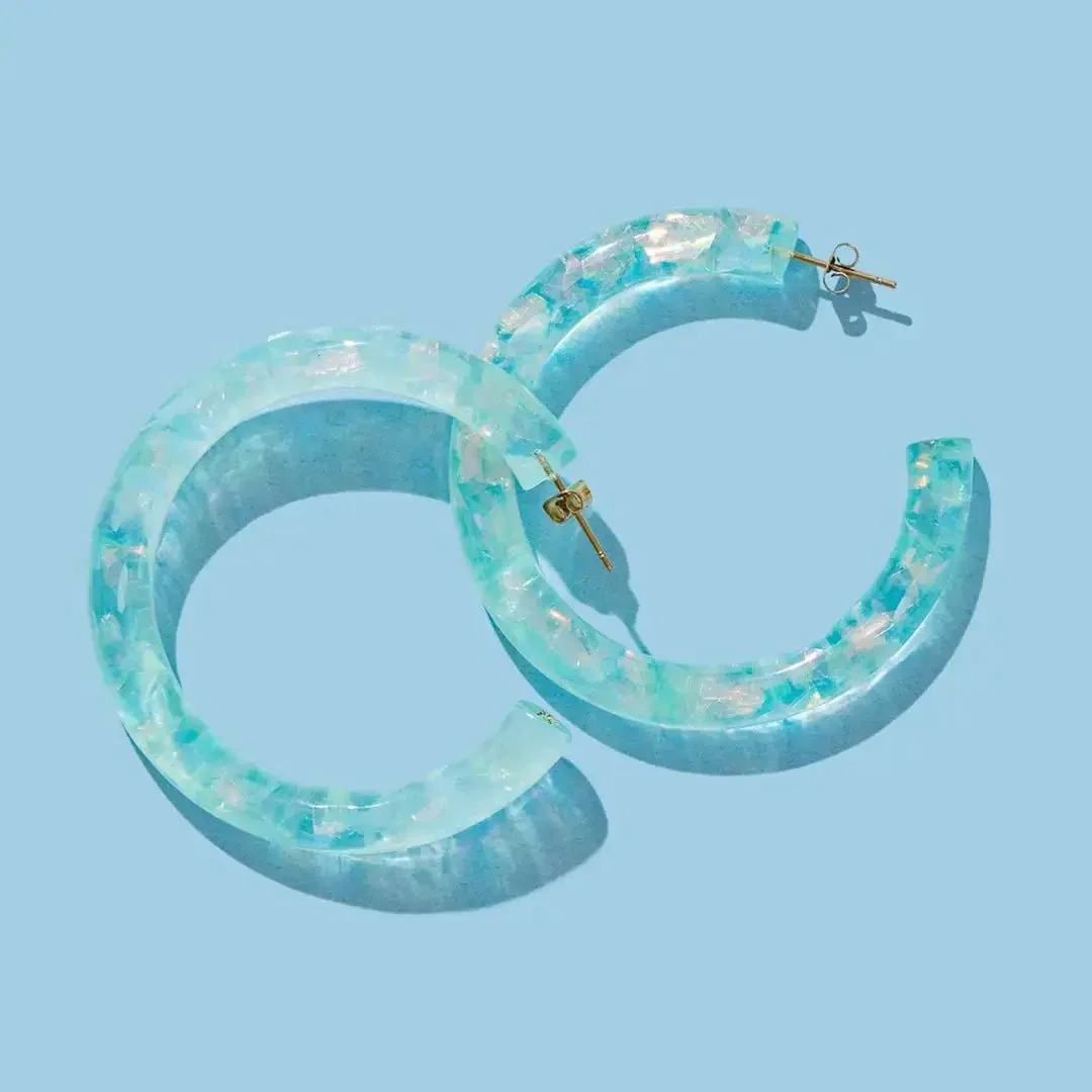 Confetti Hoop Earrings / Green + Iridescent