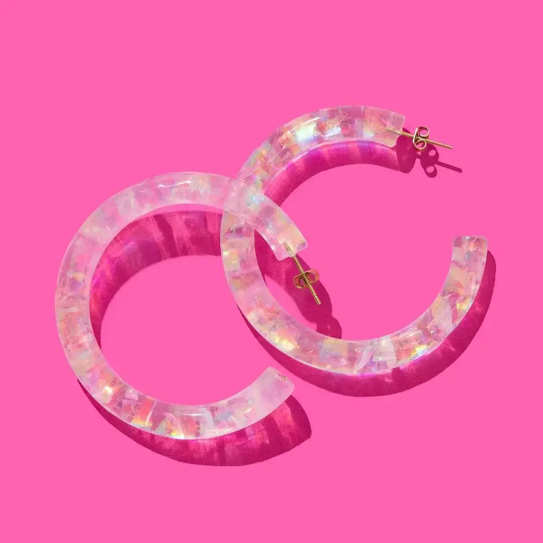 Confetti Hoop Earrings / Iridescent