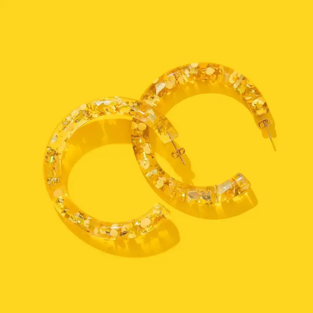 Confetti Hoop Earrings / Yellow + Gold