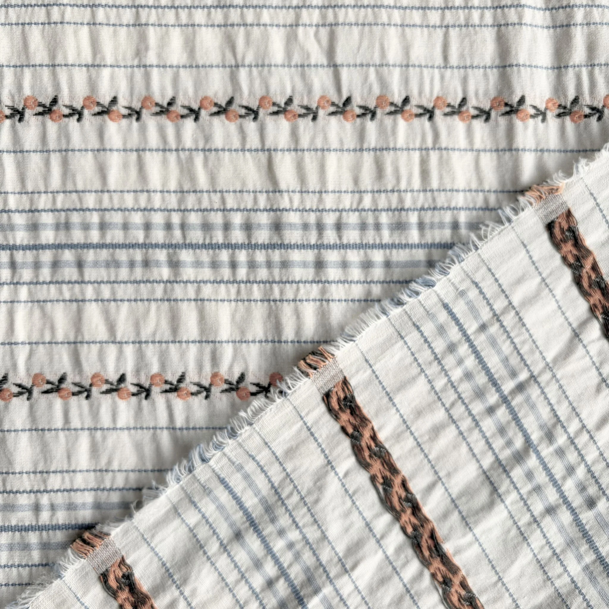 Cottage Garden Stripe / Peachy Blooms - Image 3
