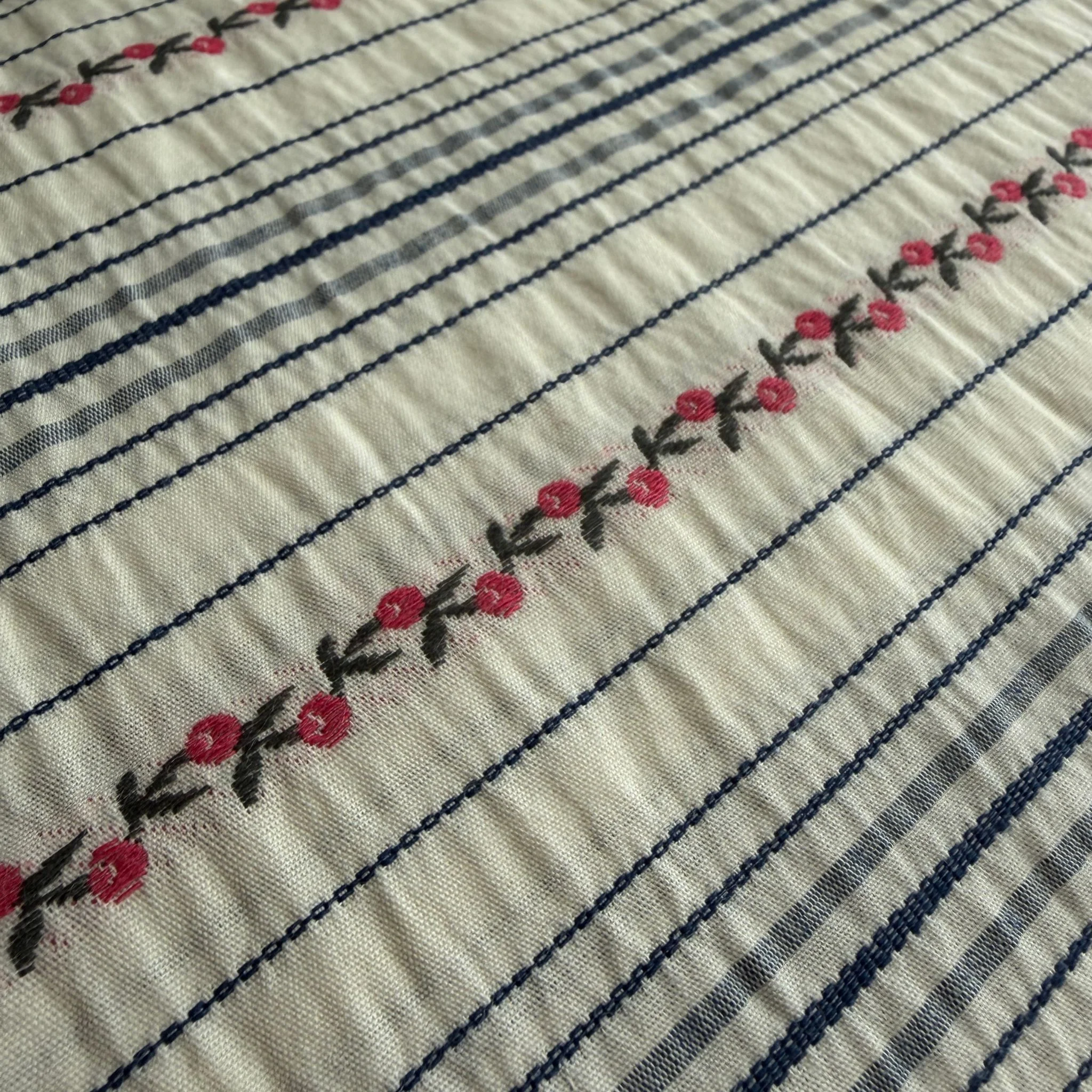 Cottage Garden Stripe / Rosy Red Blooms - Image 2