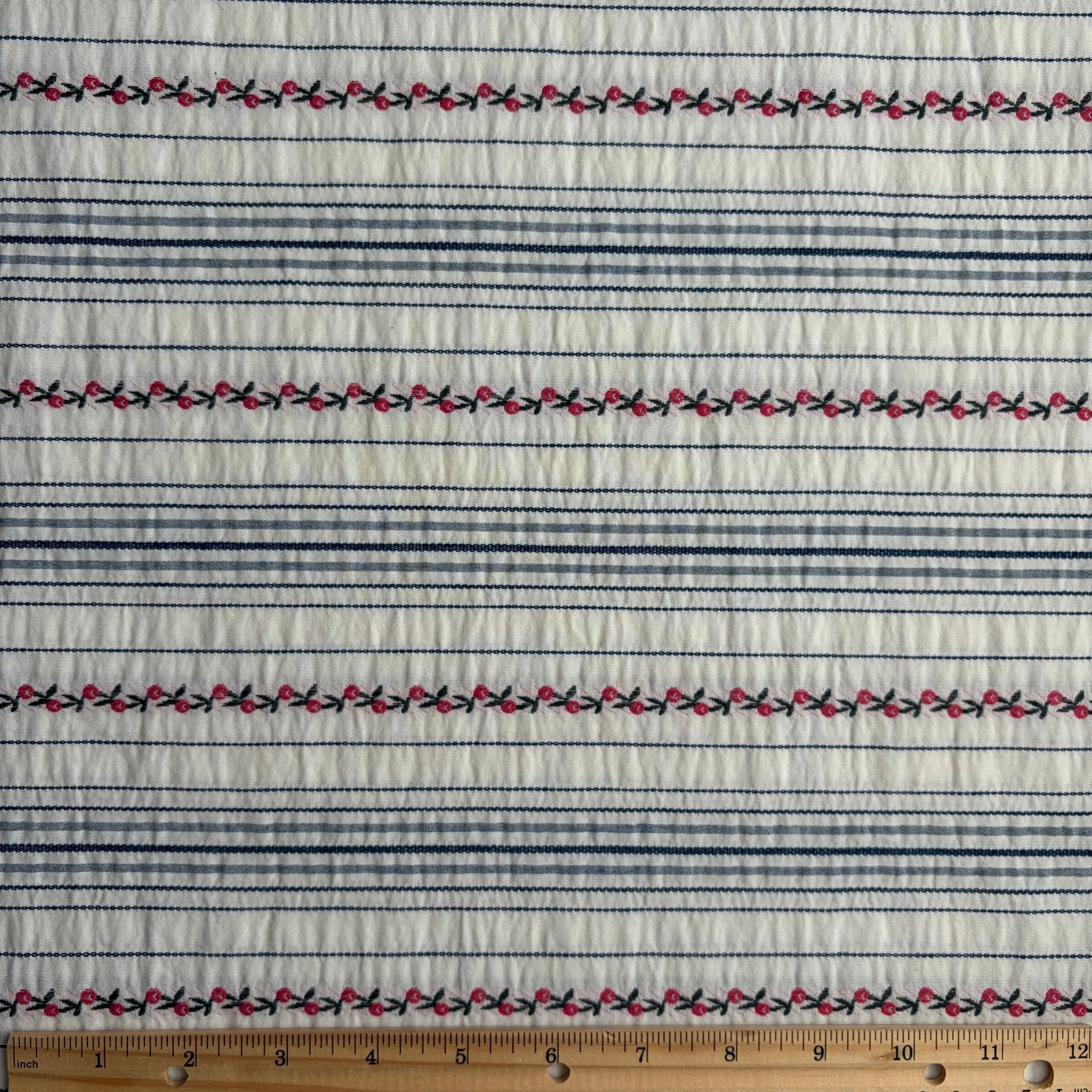 Cottage Garden Stripe / Rosy Red Blooms - Image 3