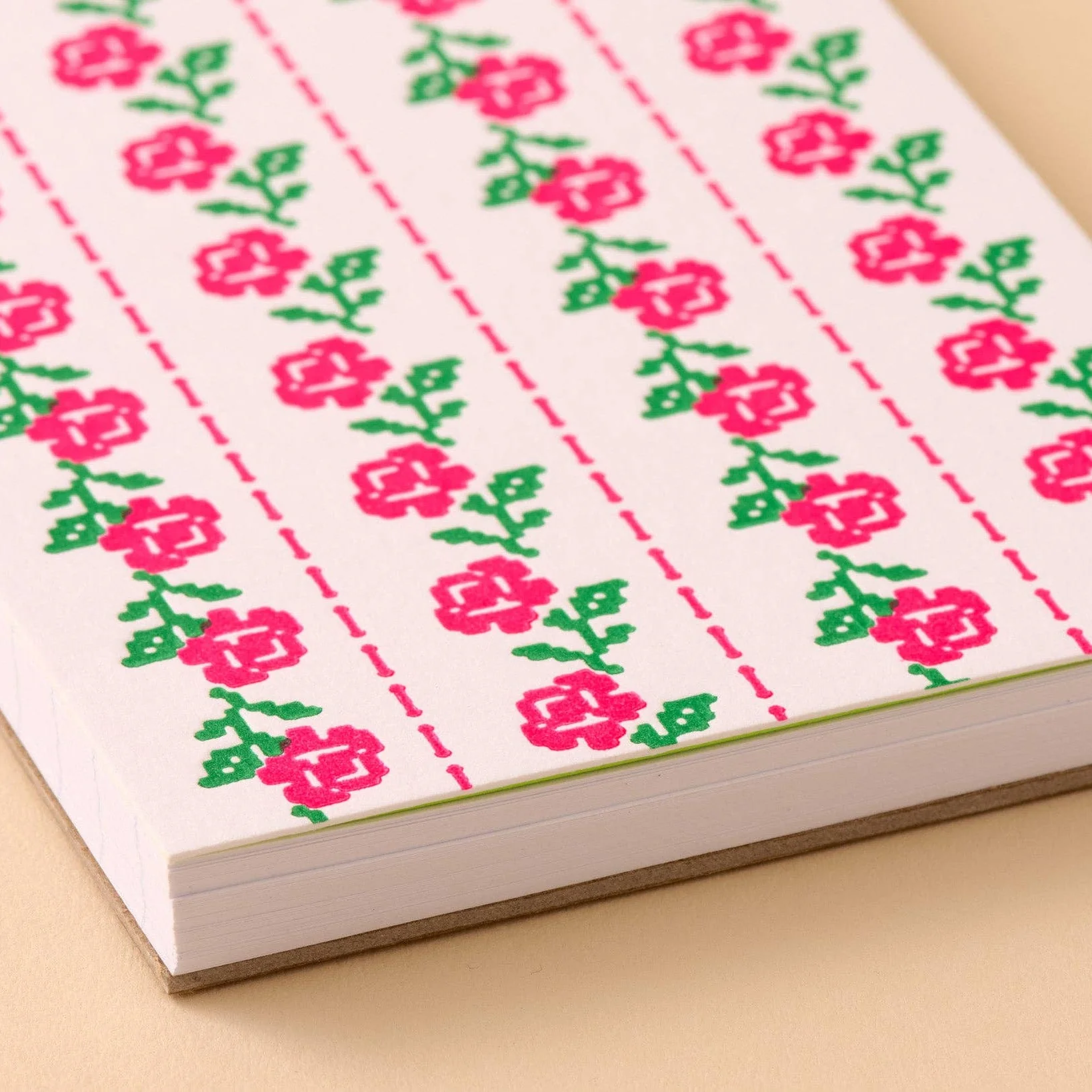 Cross Stitch Rose Letterpress Pocket-size Spiral Notebook - Image 2