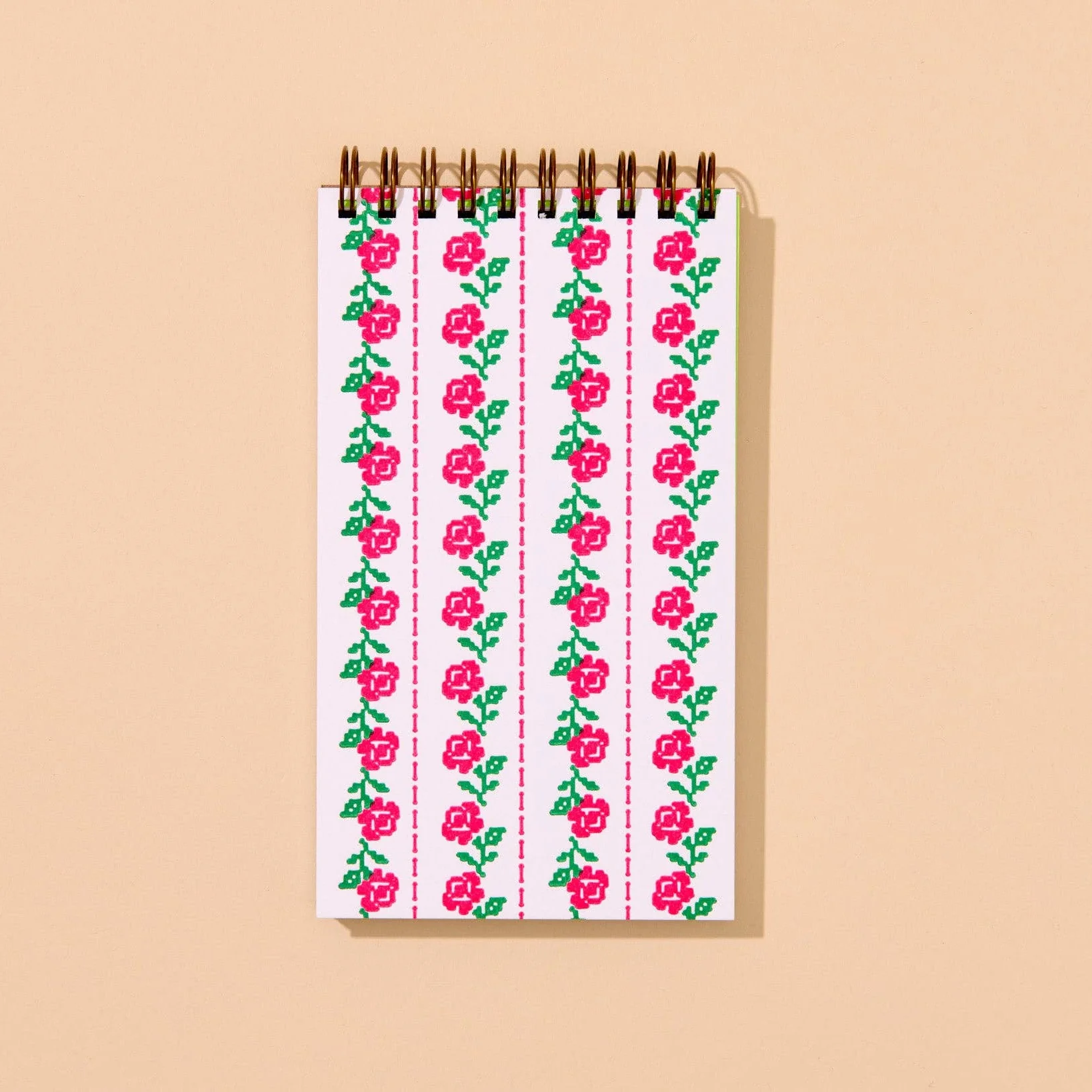 Cross Stitch Rose Letterpress Pocket-size Spiral Notebook - Image 3
