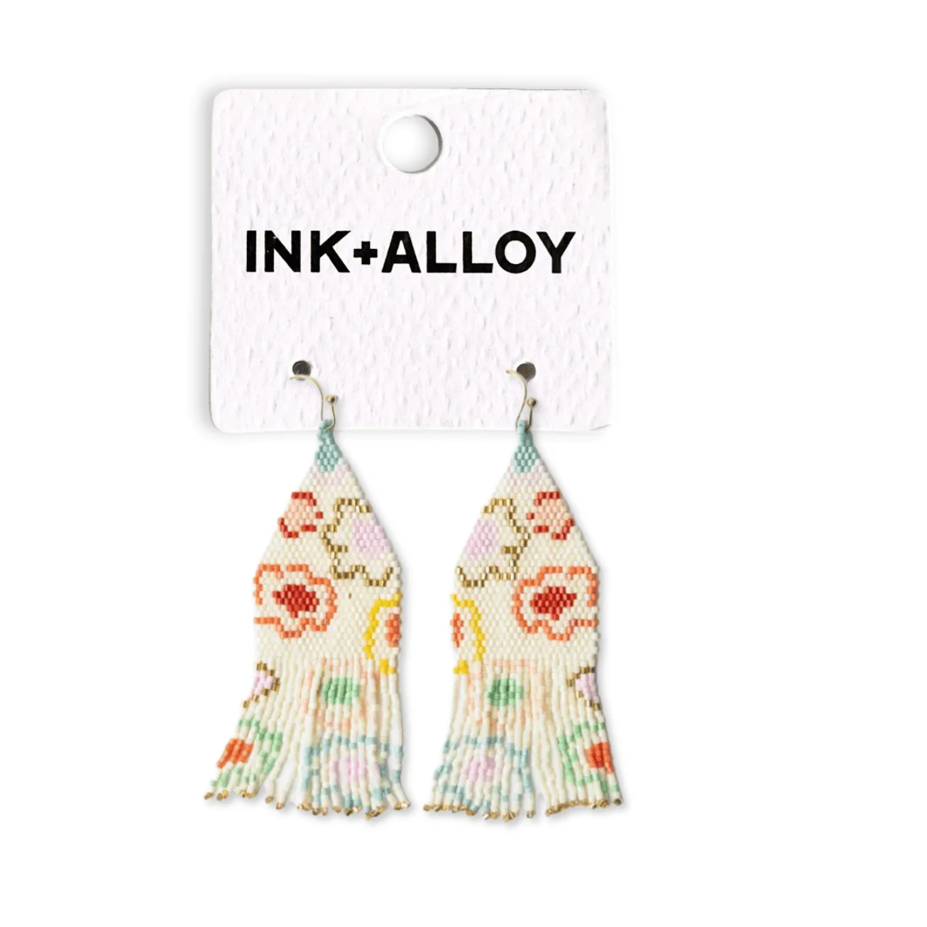 Delilah Beaded Fringe Earrings / Poppies / Multi