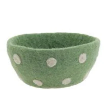 Dotted Felt Bowl / Green