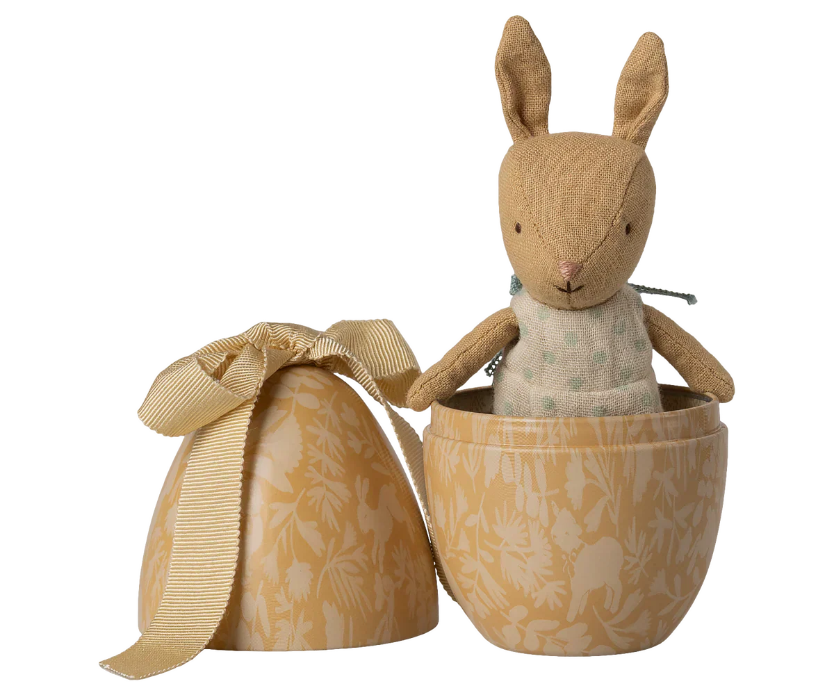 Easter Egg with Micro Rabbit / Small / Cream Yellow