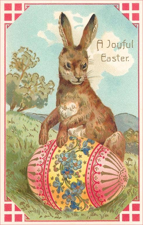 Easter + Spring Postcards / A Joyful Easter, Rabbit with Decorated Egg