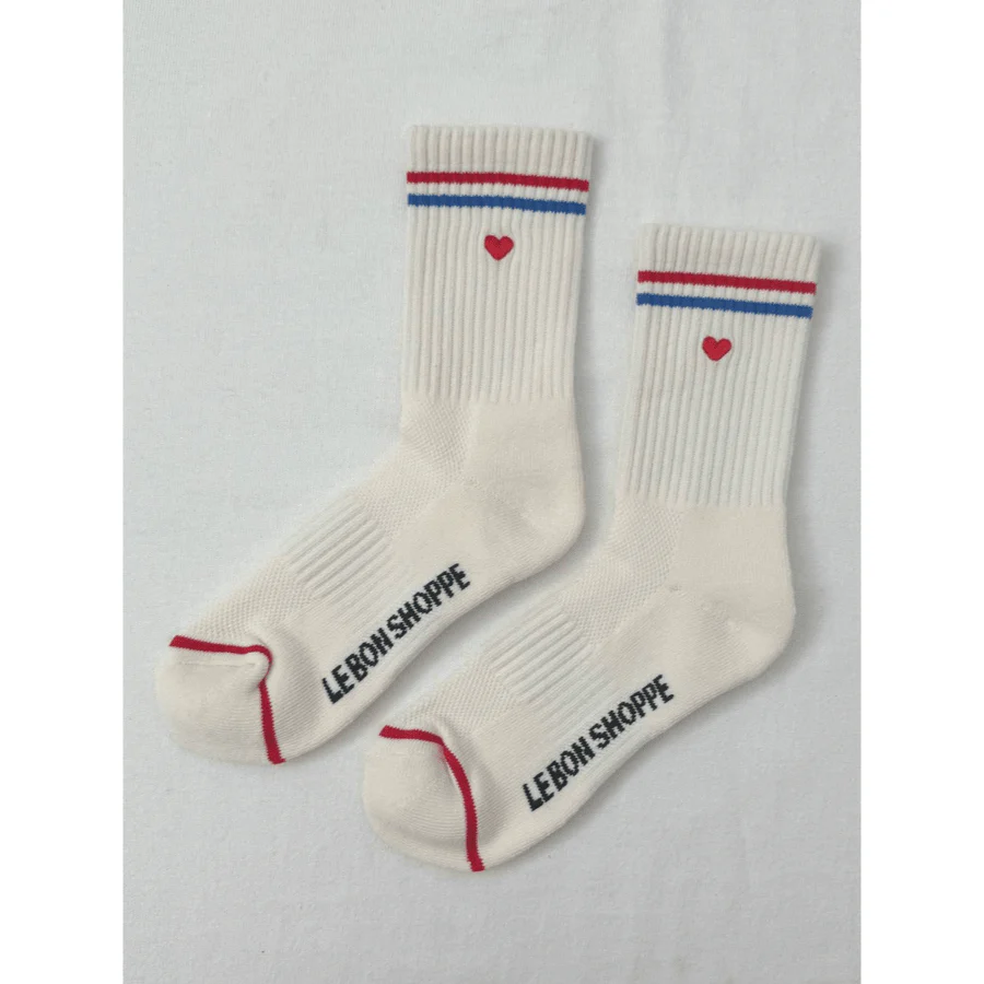 Embroidered Boyfriend Socks / Milk + Heart
