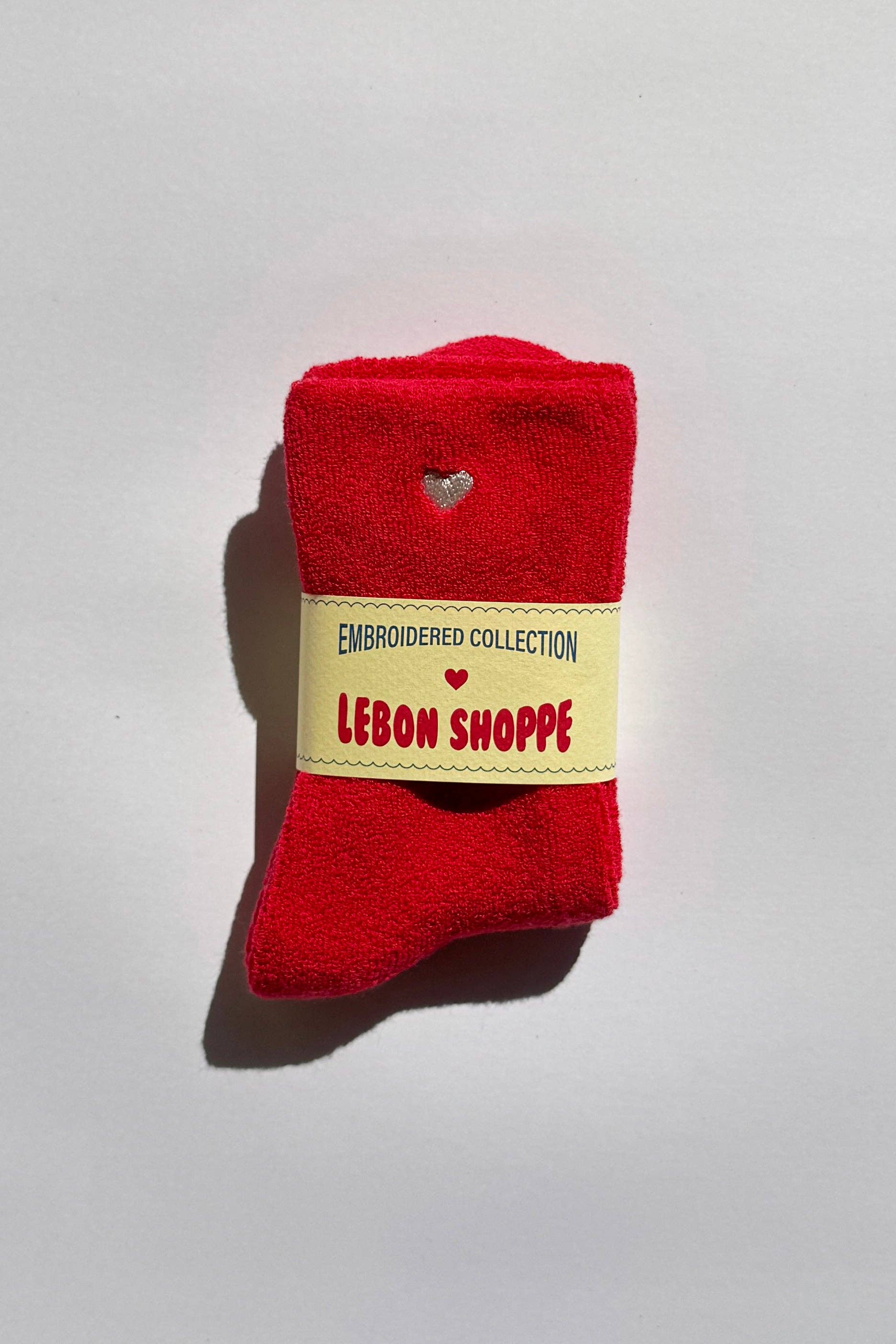 Embroidered Cloud Socks / Red + Heart - Image 2