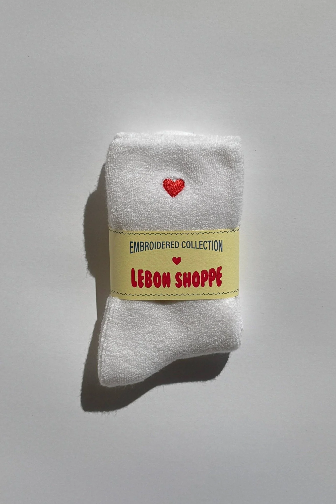 Embroidered Cloud Socks / White + Heart - Image 2