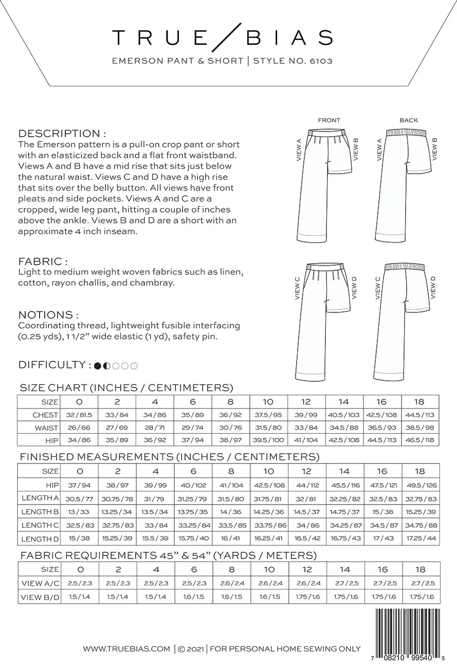 True Bias Patterns / Emerson Pant and Short - Image 2