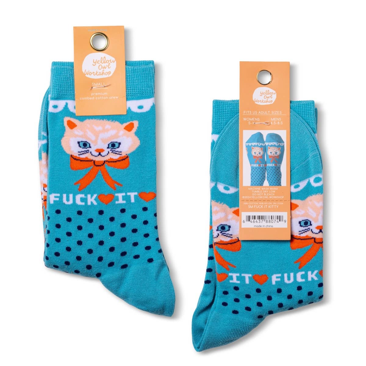 F*ck it Kitty Small Crew Socks - Image 2