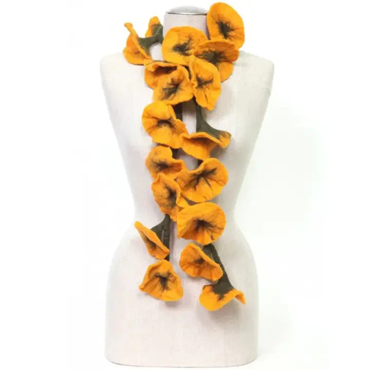 Felted Flower Scarf/Garland / Tangerine