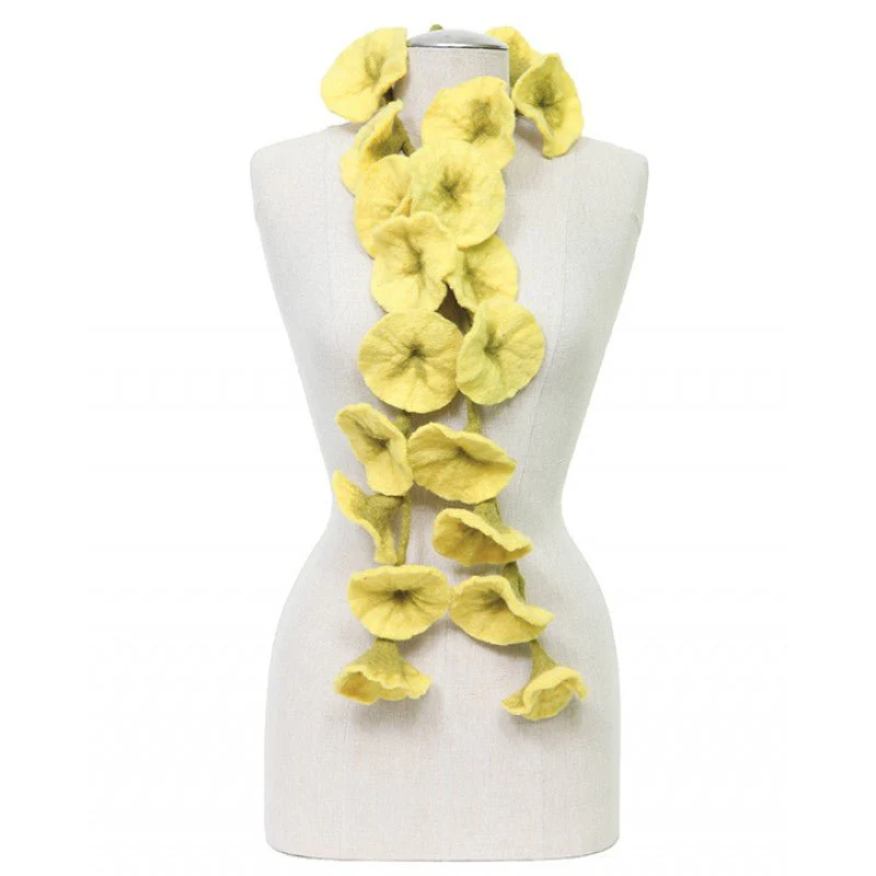 Felted Flower Scarf/Garland / Yellow