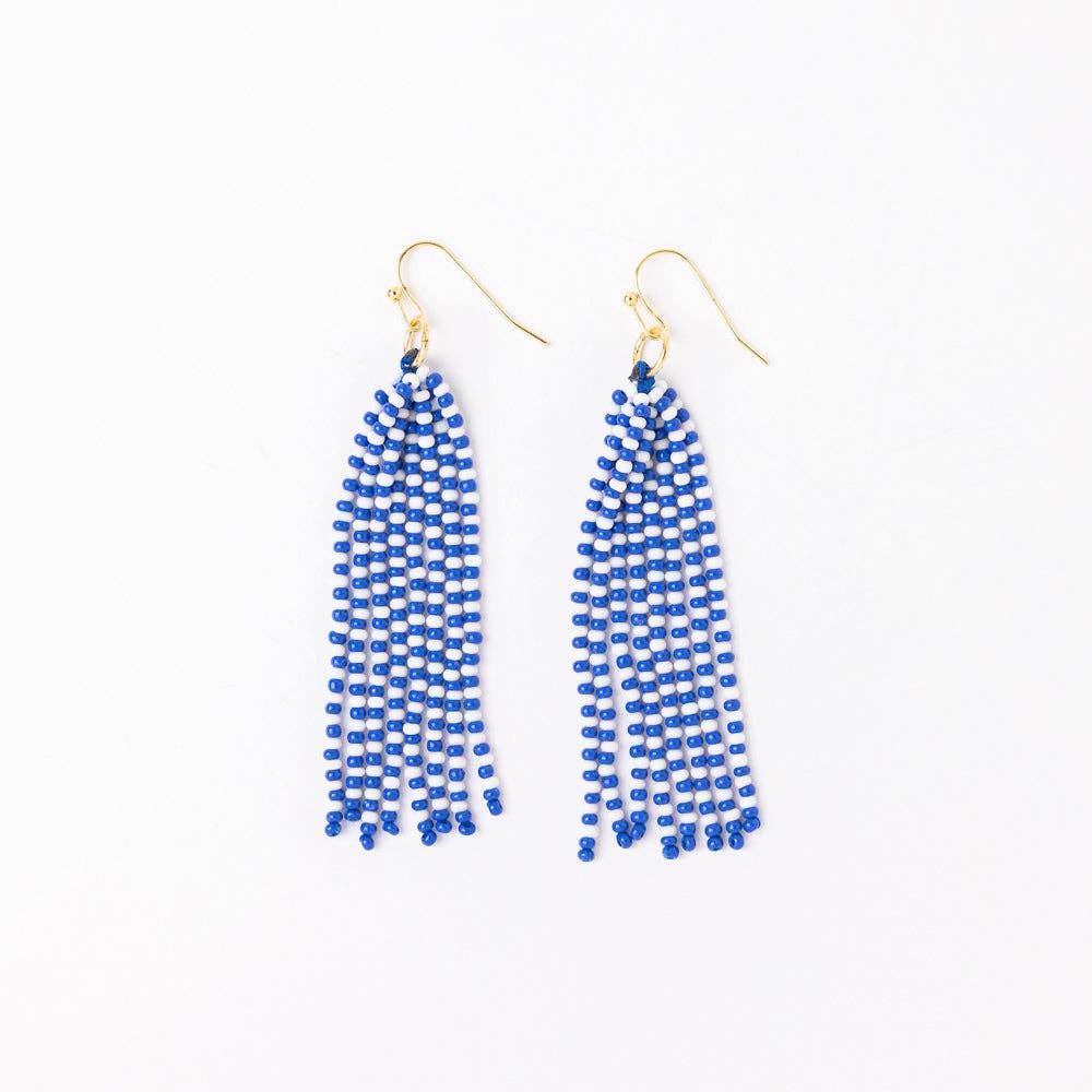 Game Day Tassel Earrings / Blue and White