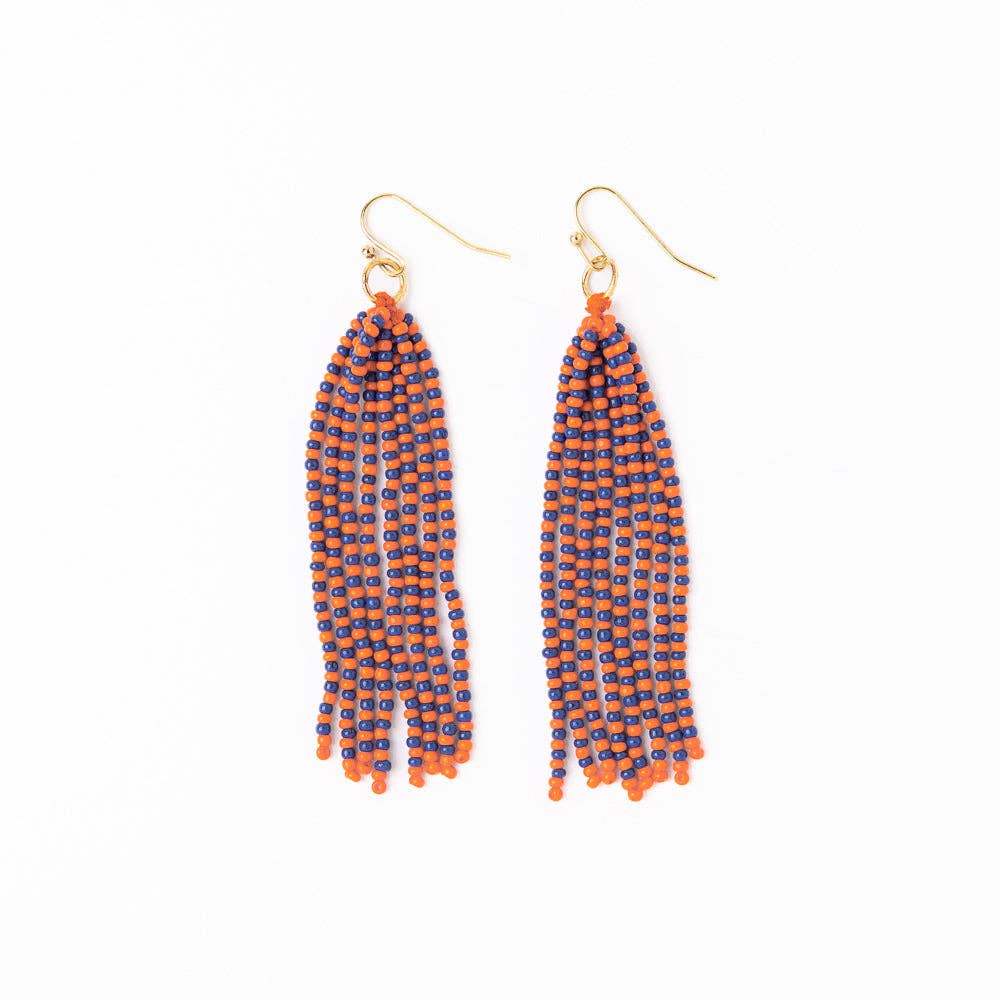 Game Day Tassel Earrings / Navy and Orange