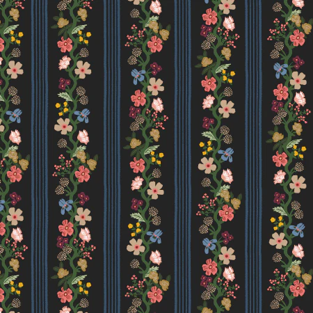 Gracie / Floral Trellis Stripe / Black