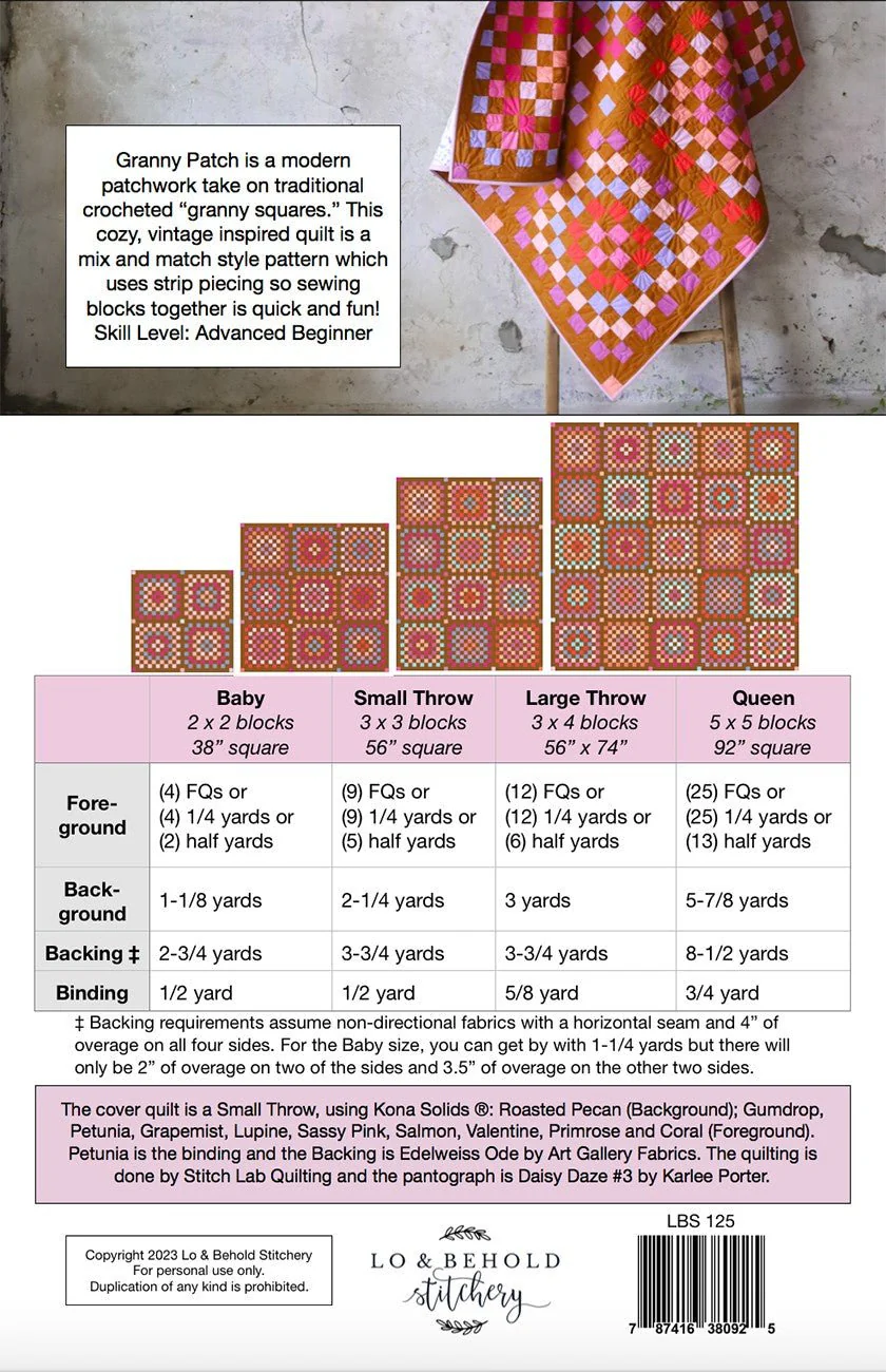 Lo and Behold Stitchery / Granny Patch Quilt Pattern - Image 2