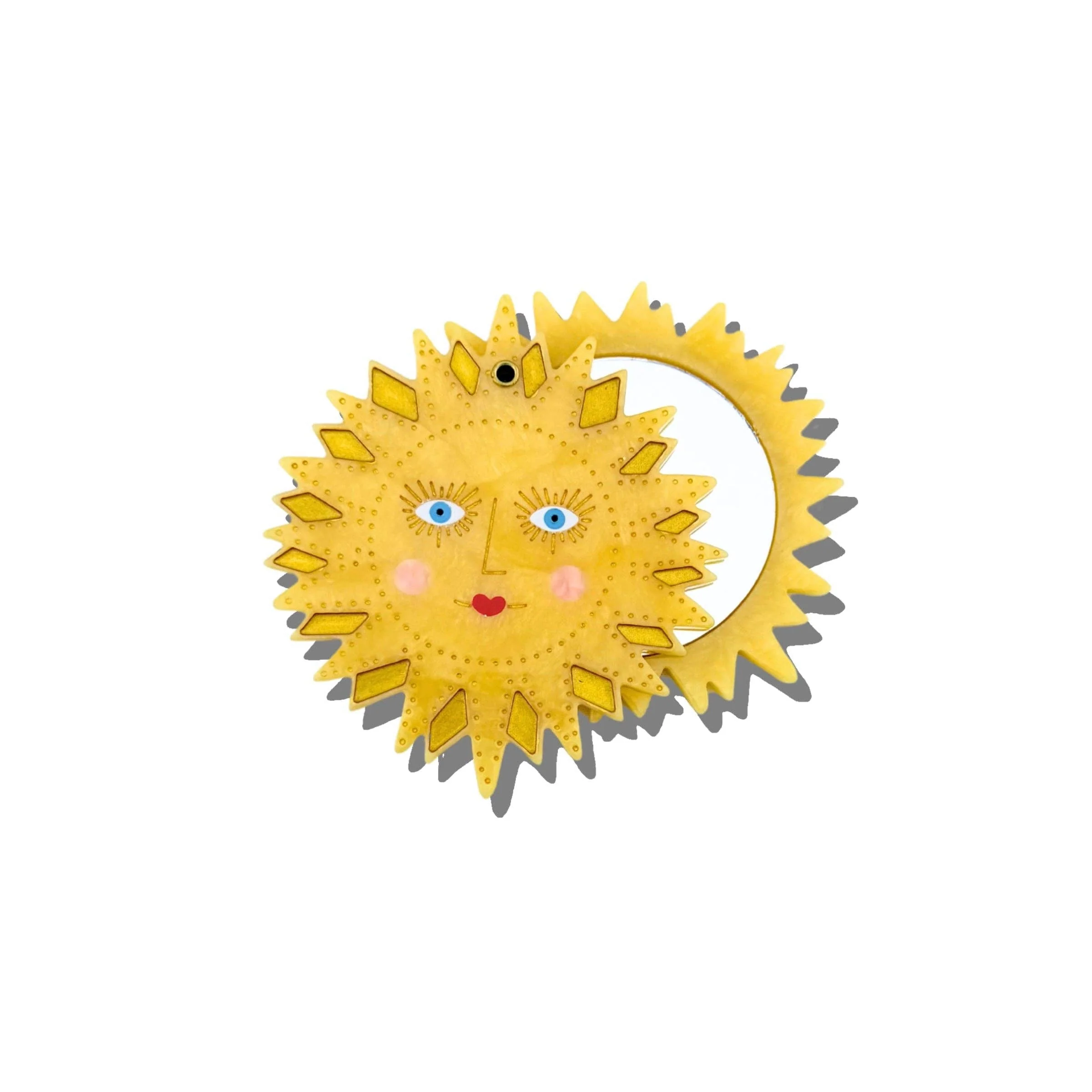 Hand-painted Celestial Sun Compact Mirror