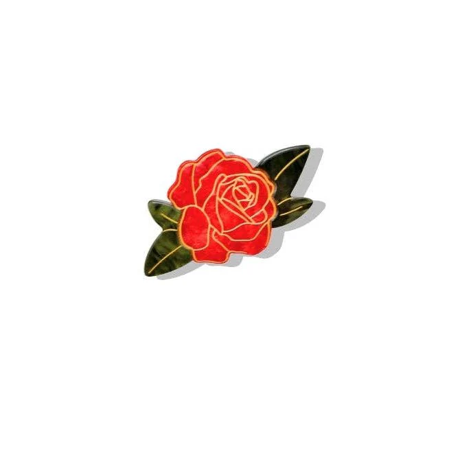 Hand-painted Rose Brooch